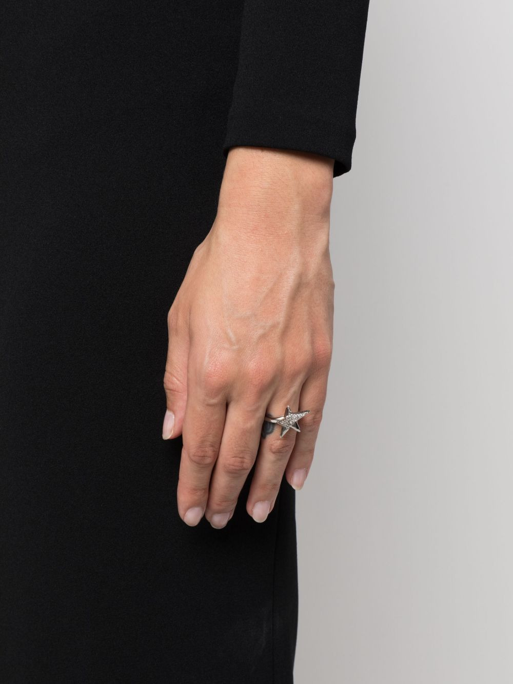 logo-engraved star-stud ring - 2