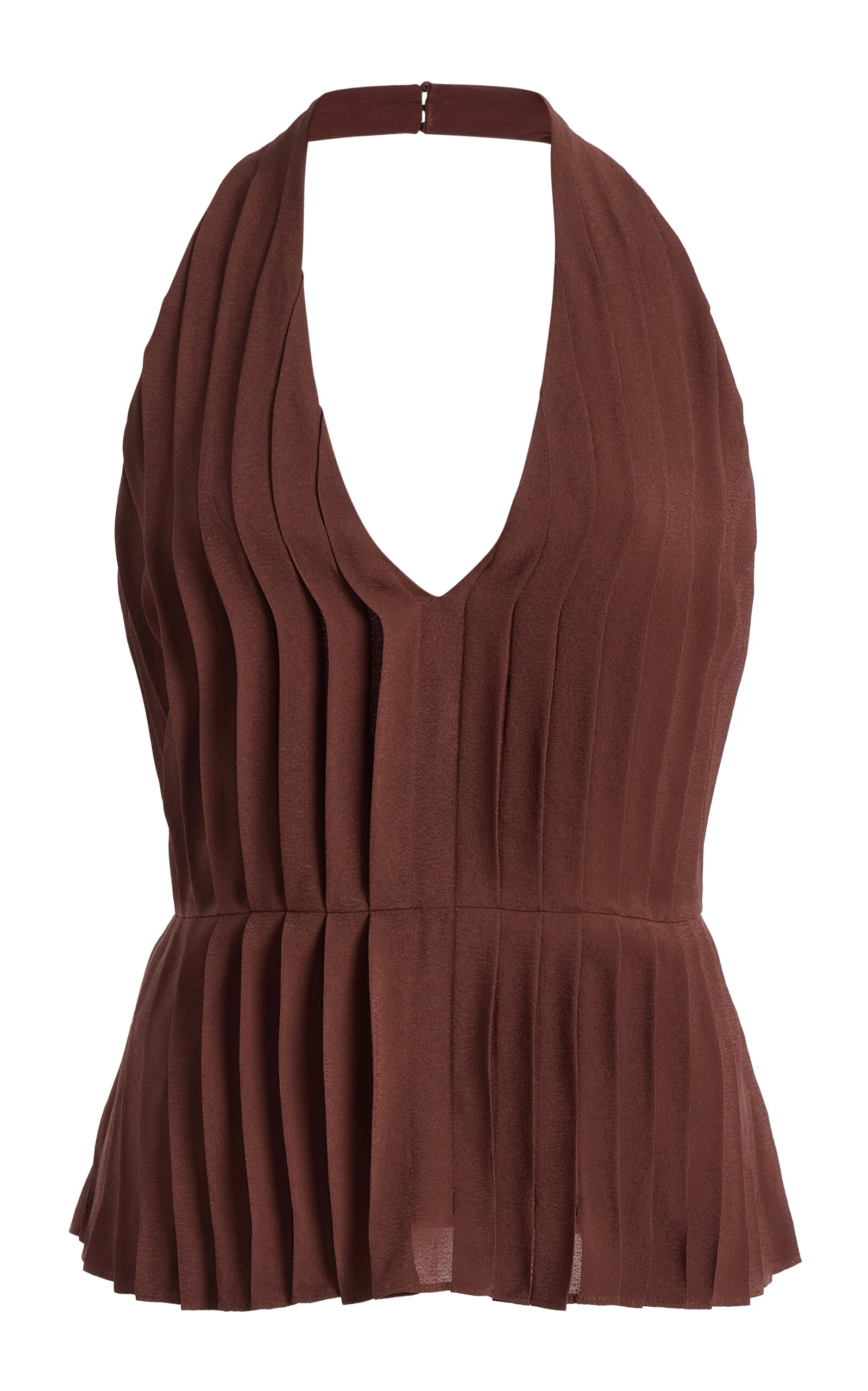 Exclusive La Isla Jane Pleated Crepe Halter Top brown - 1