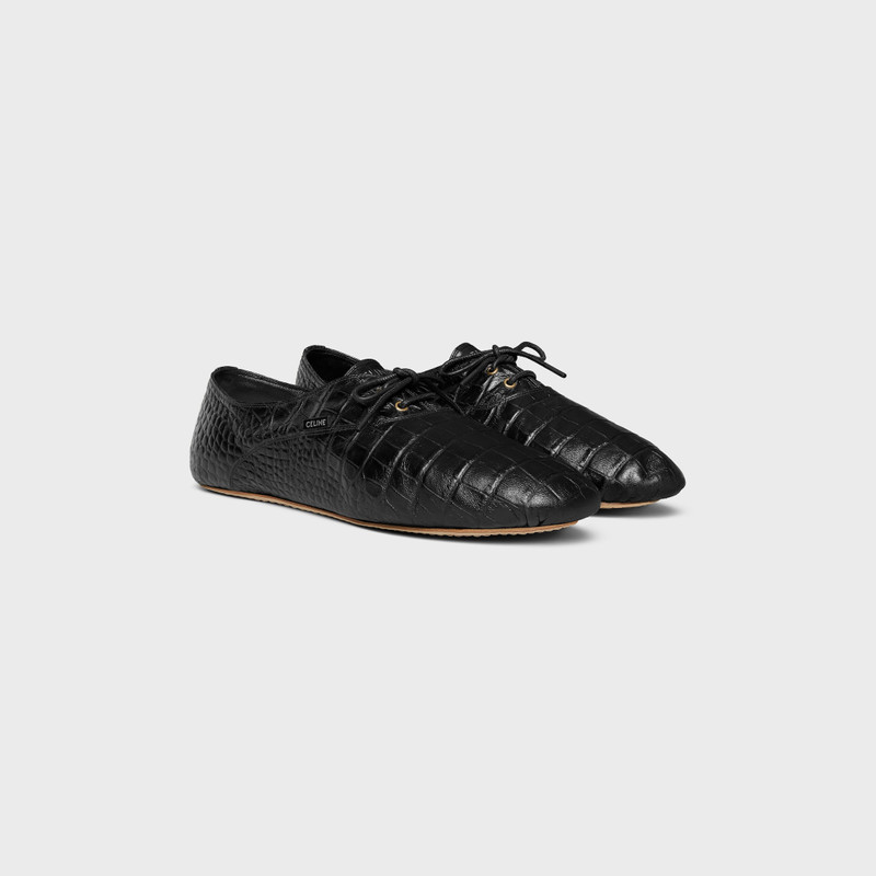 BALLET LACE-UP SHOE IN CROCODILE STAMPED LAMBSKIN 2