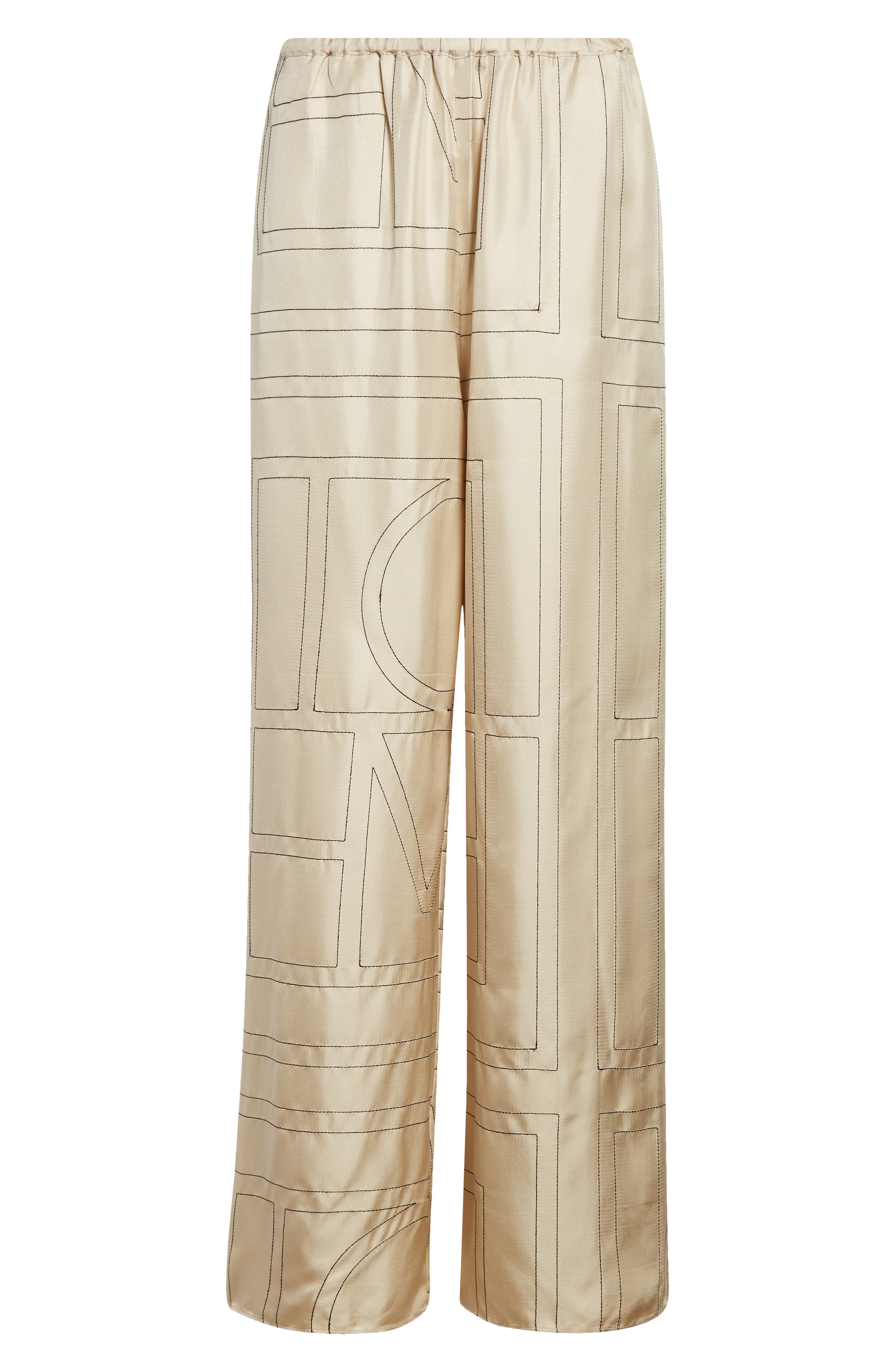 TOTEME Monogram Silk Pajama Bottoms in Ivory Monogram at Nordstrom - 6