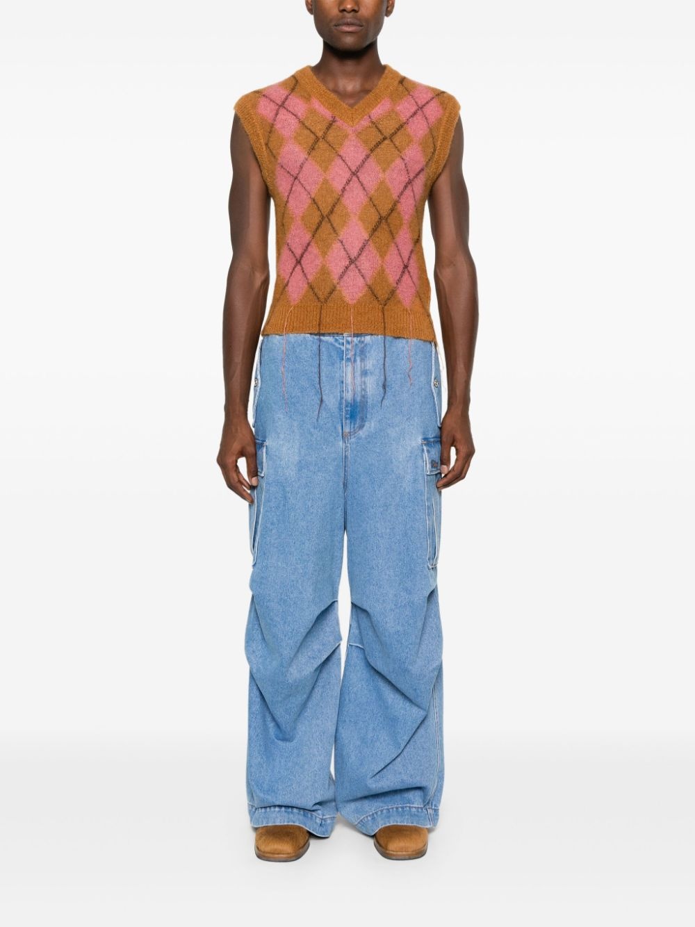 logo-embroidered cargo jeans - 2
