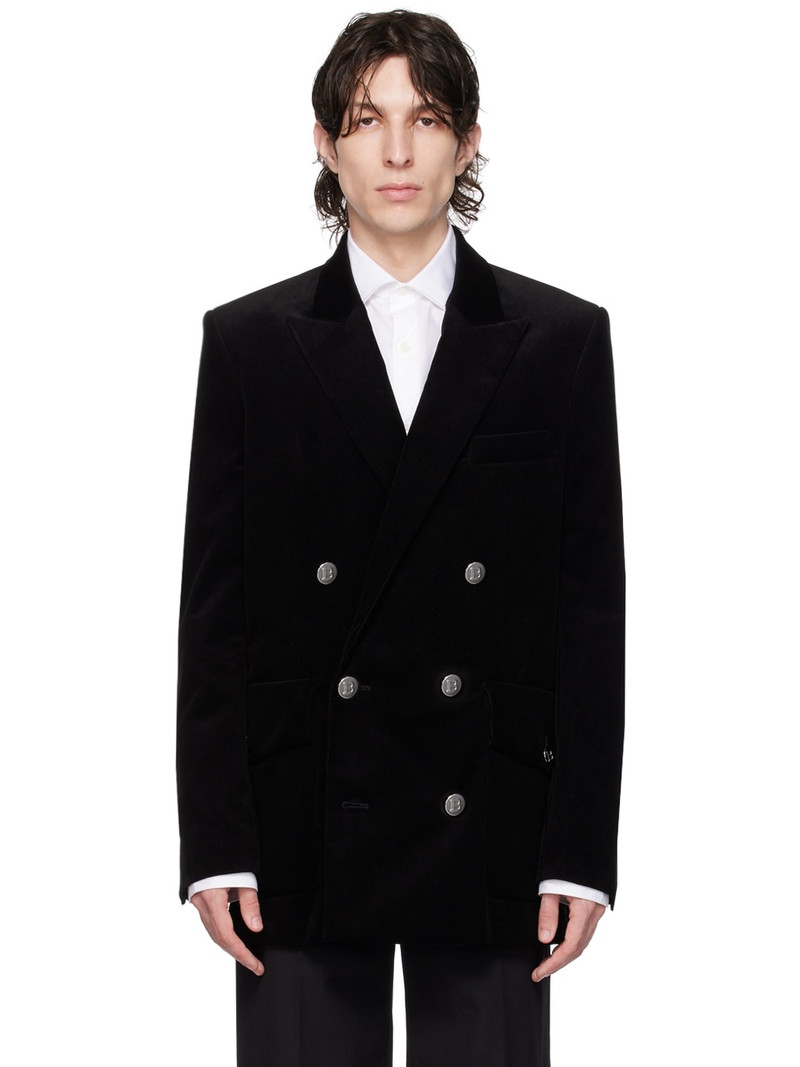 Black Double-Breasted Blazer - 1