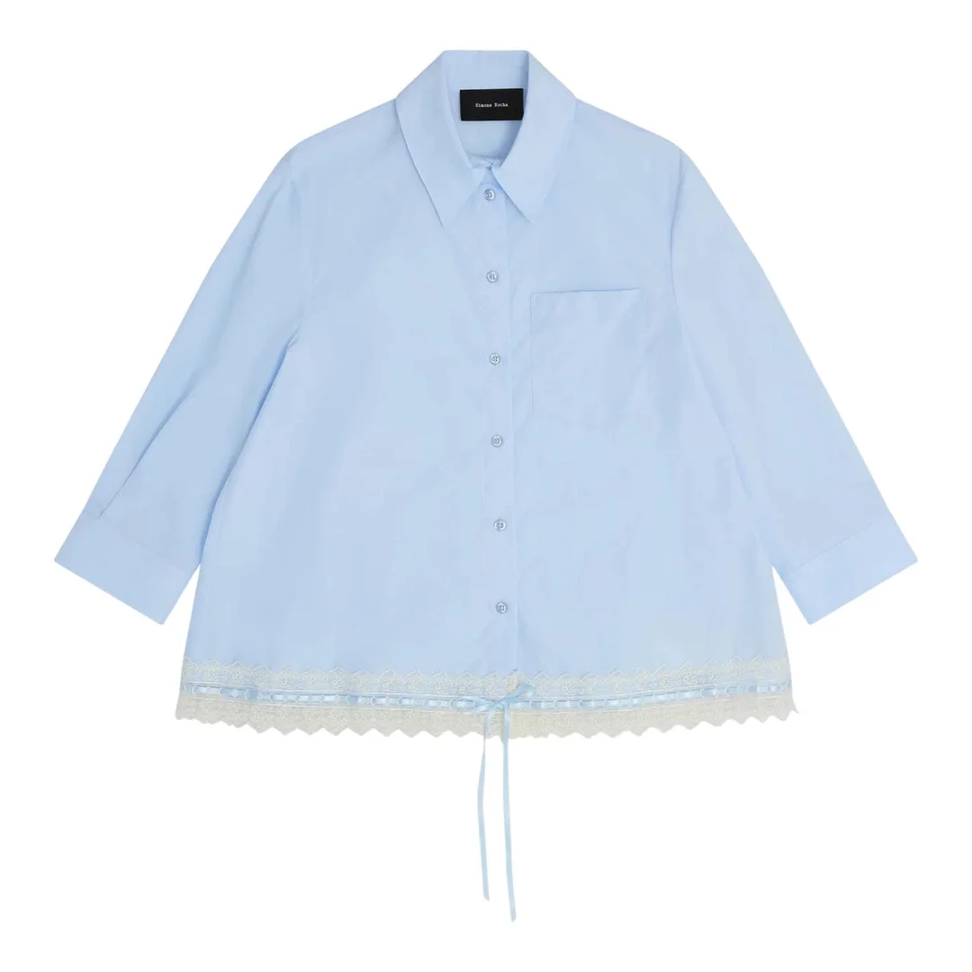 Cropped Ribbon Trim Shirt - 1