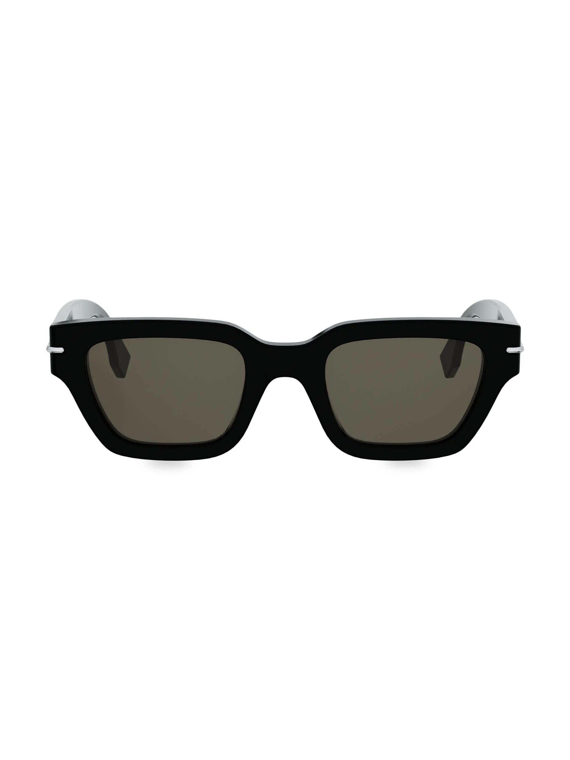 Men's Fendi Selleria 50MM Rectangular Sunglasses - Shiny Black And Brown - 1
