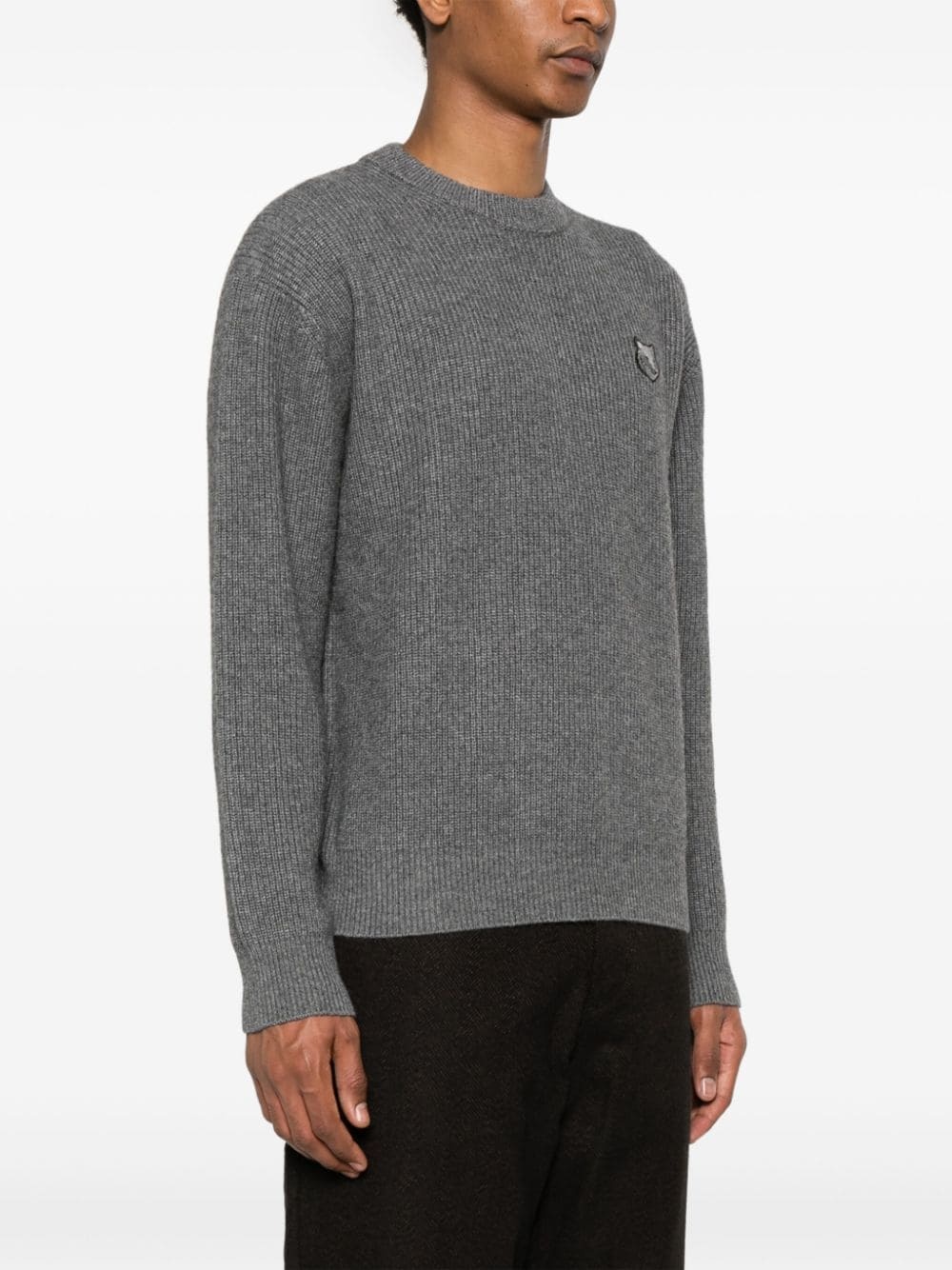 Bold Fox Head-patch ribbed sweater - 3