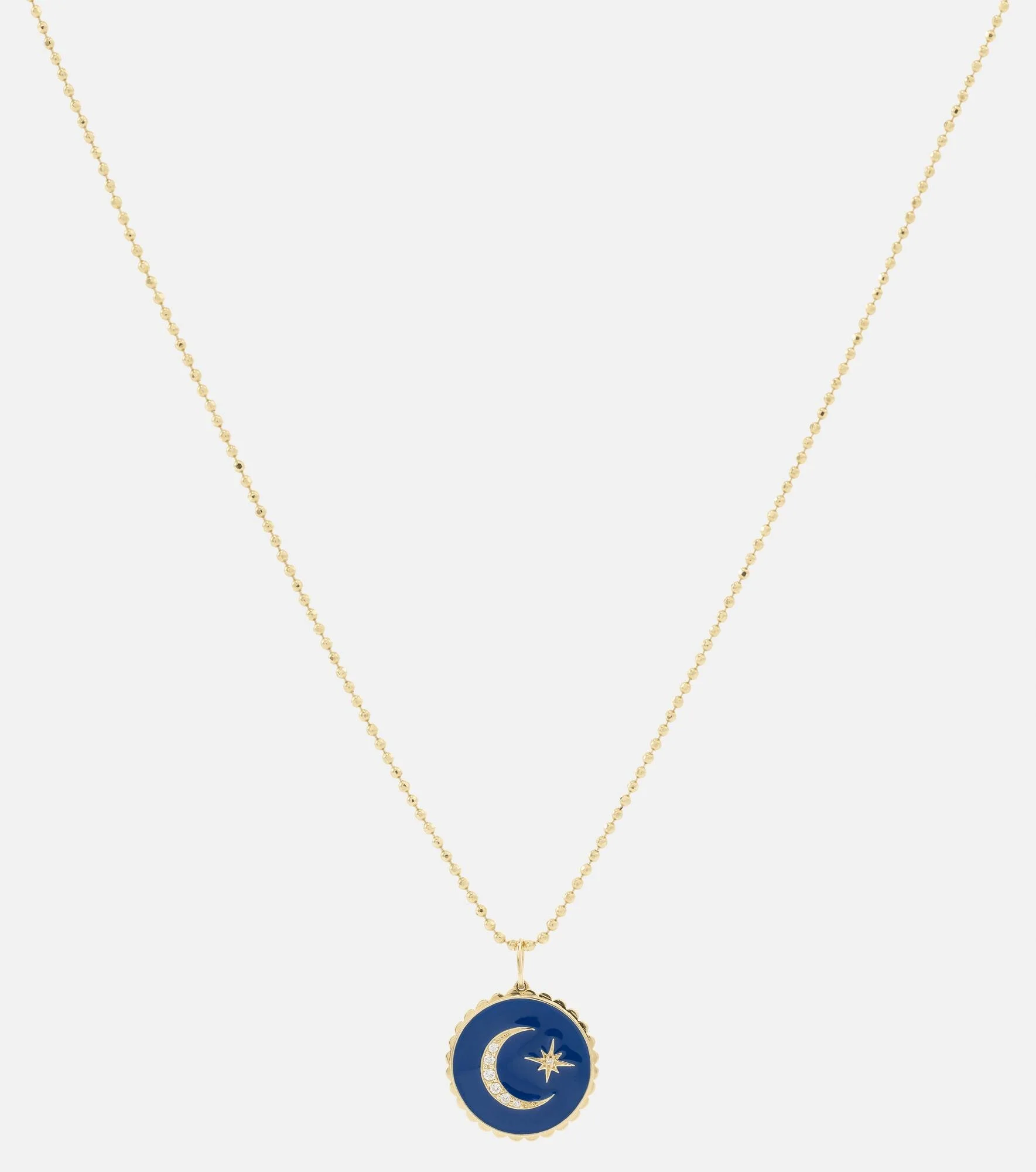 Celestial Medallion 14kt gold chain necklace with diamonds - 1