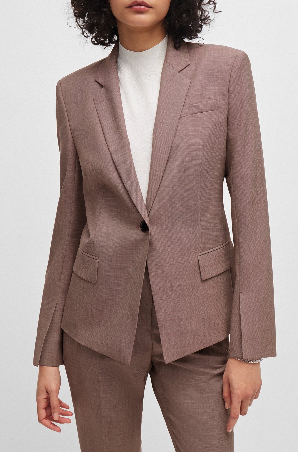 SLIM-FIT JACKET IN ITALIAN VIRGIN-WOOL SHARKSKIN - 5