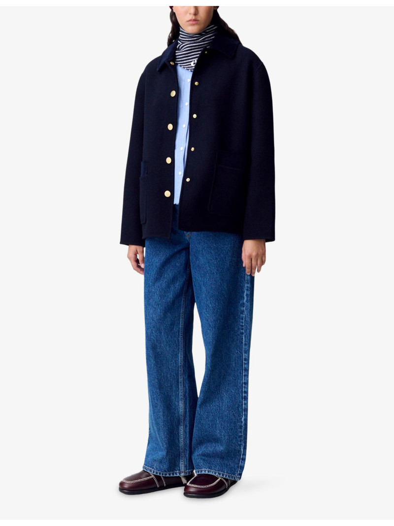 Claudie Pierlot Cropped Side-Pocket Wool-Blend Coat outlook