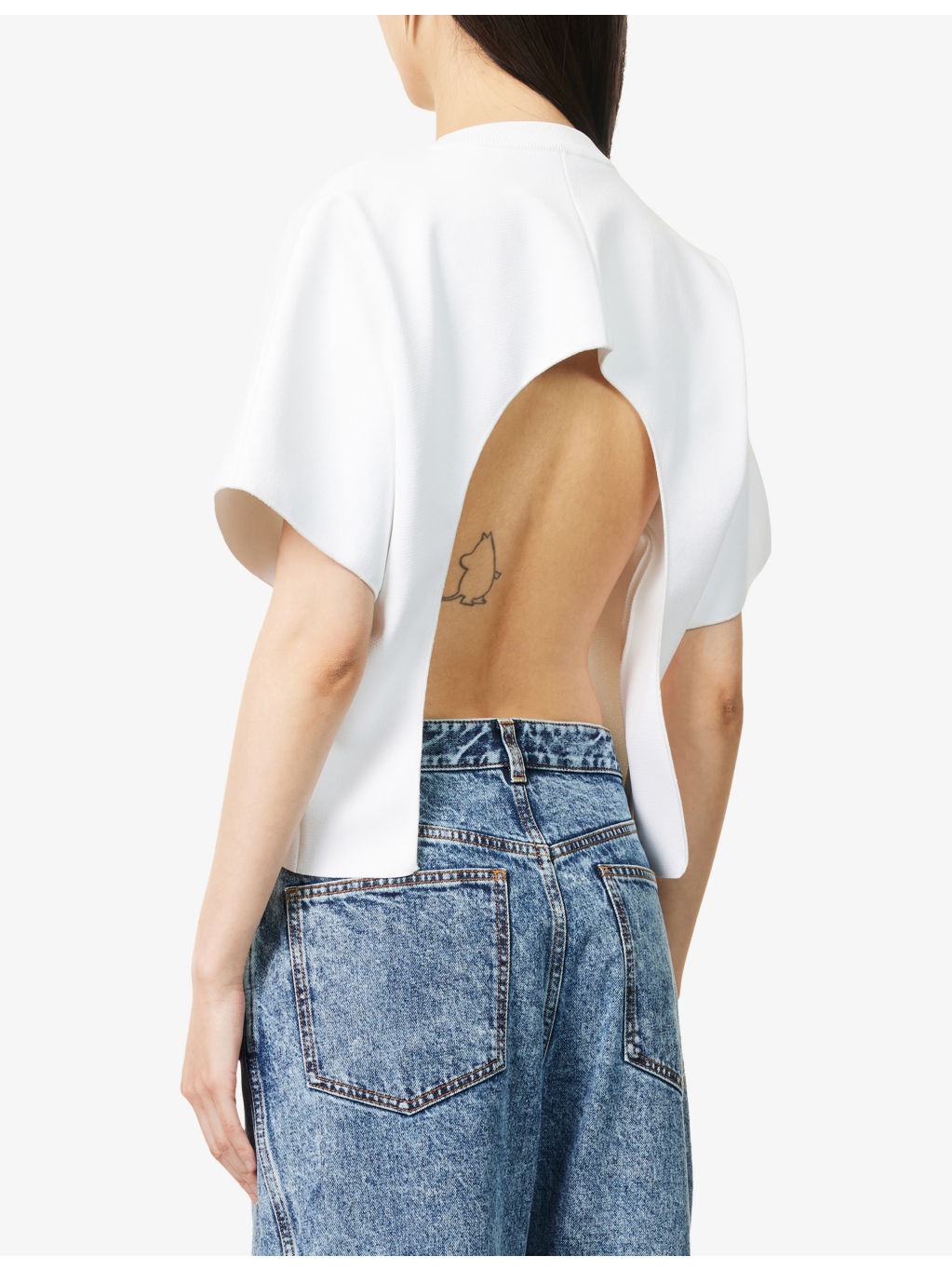Open-Back Round-Neck Stretch-Crepe T-Shirt - 4