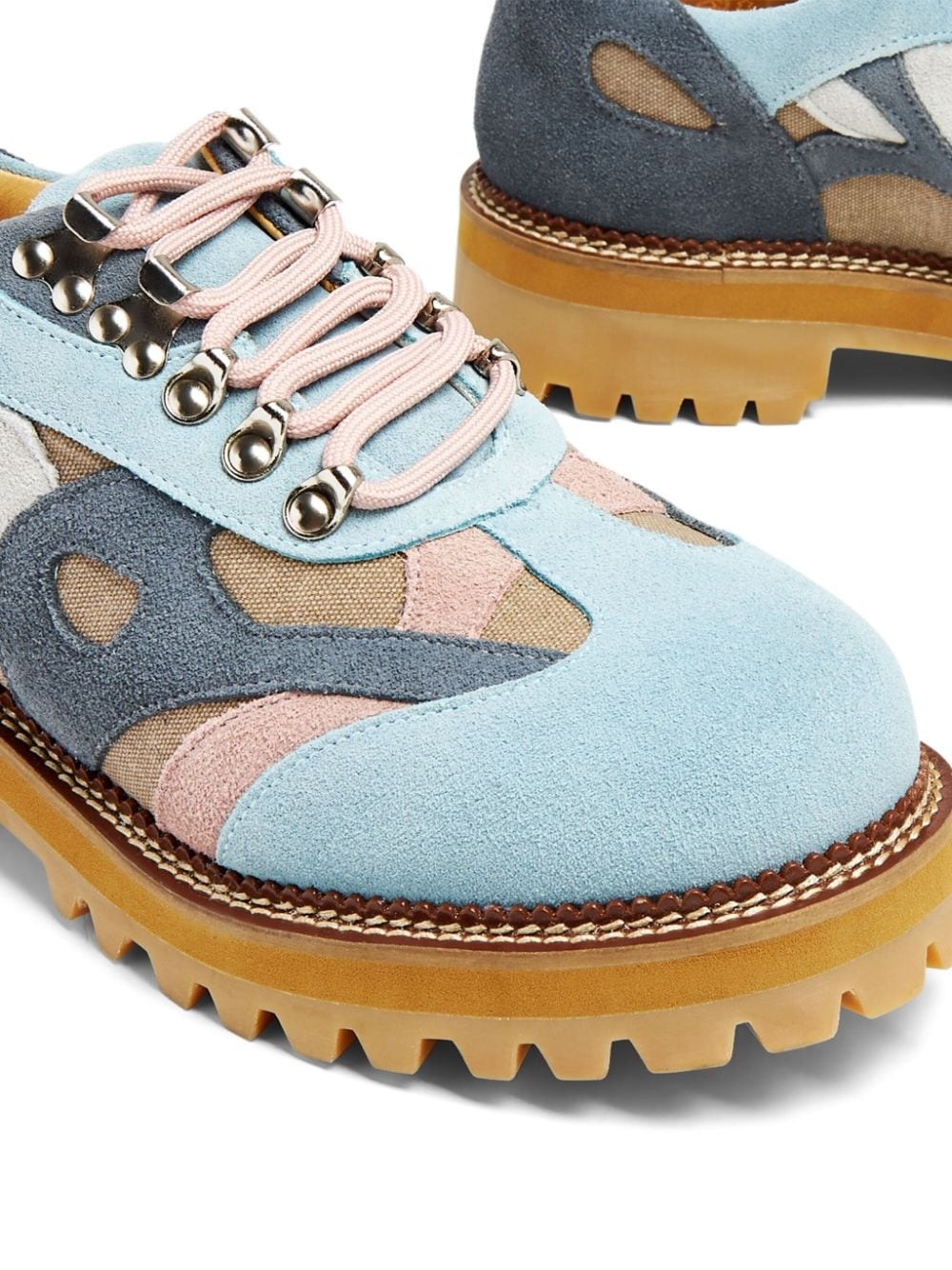 panelled suede lace-up shoes - 5