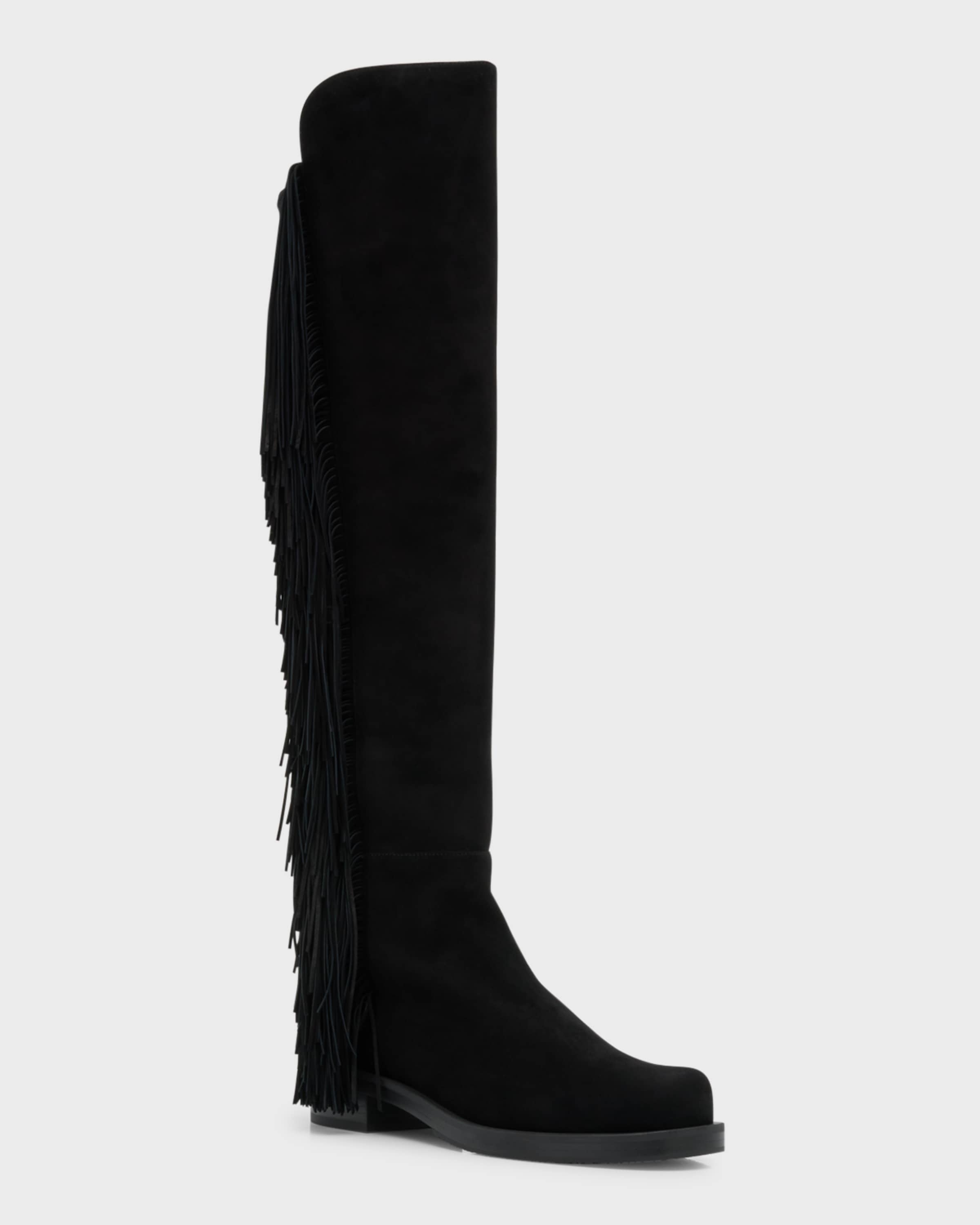 5050 Suede Fringe Over-The-Knee Boots - 3