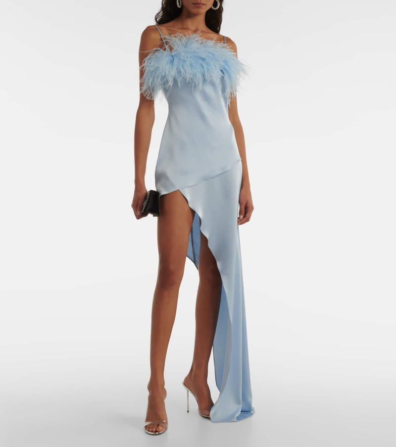 David Koma Feather-trimmed satin cocktail dress outlook