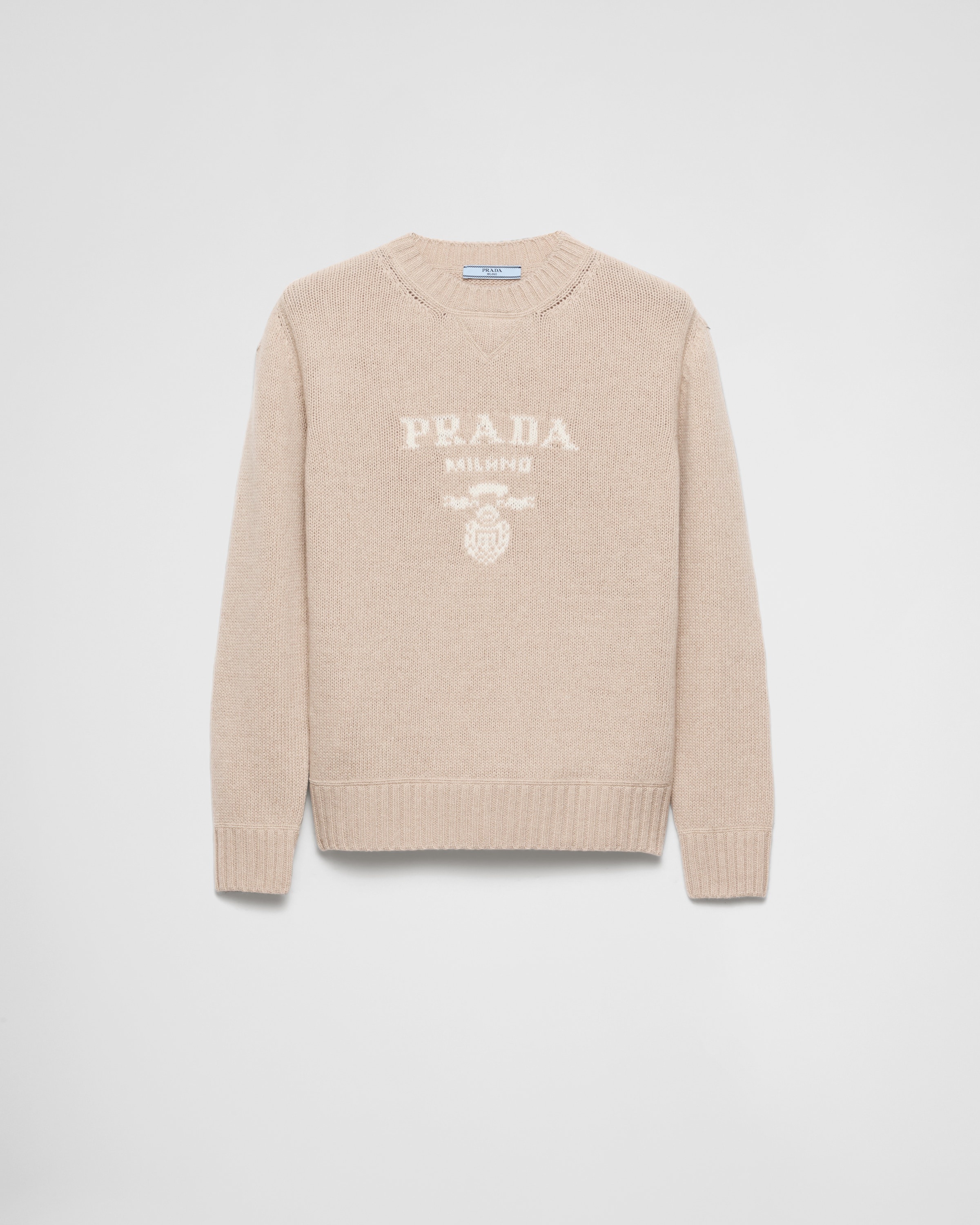 Cashmere and wool Prada logo crew-neck sweater - 1