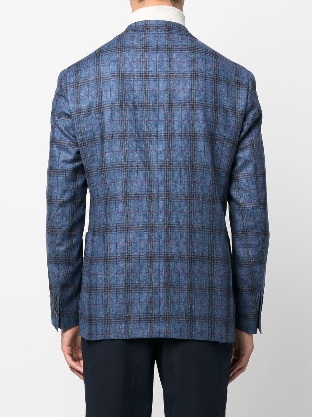 check-pattern single-breasted blazer - 3