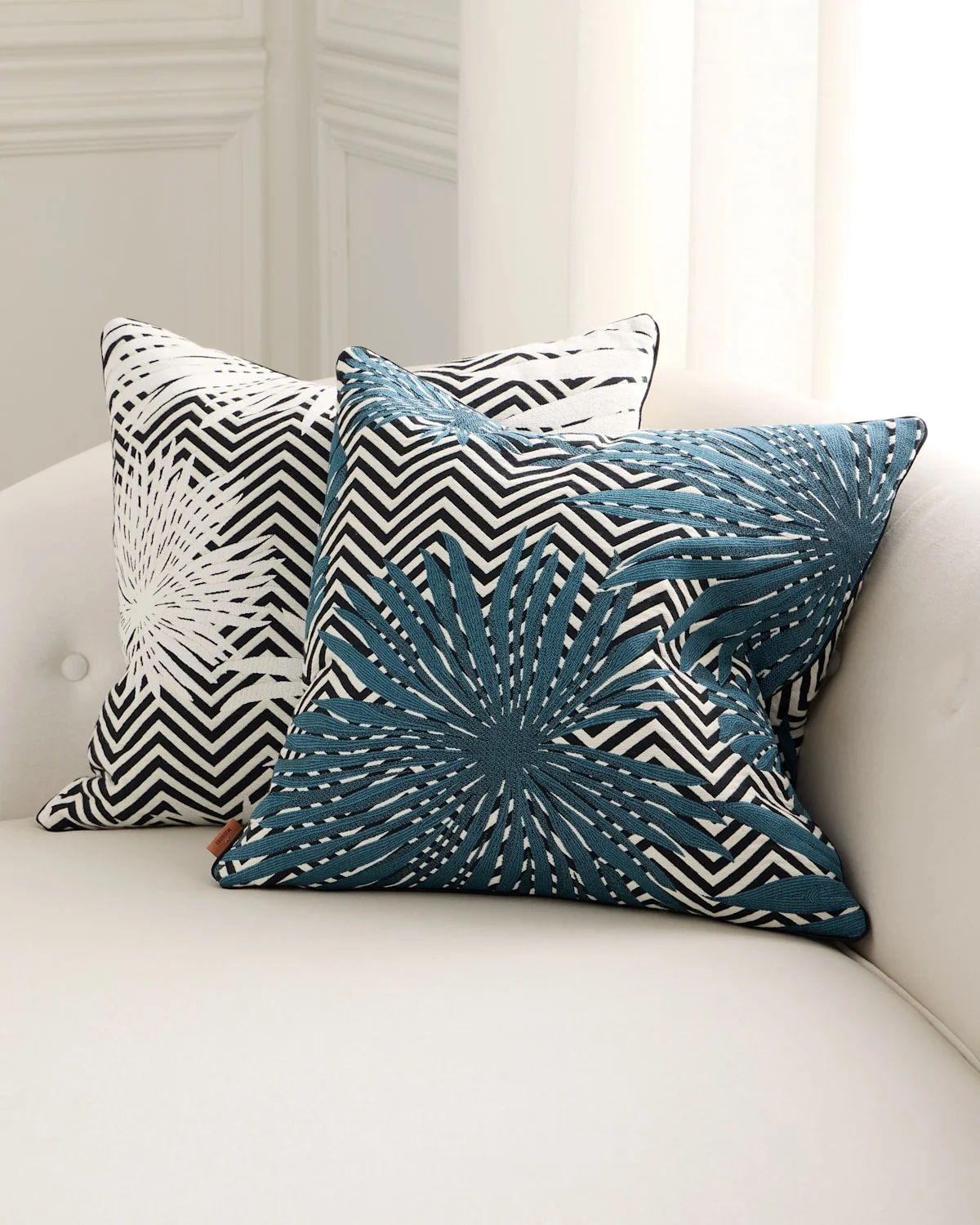 Ombre Embroidered Cushion, 20" Square - 1