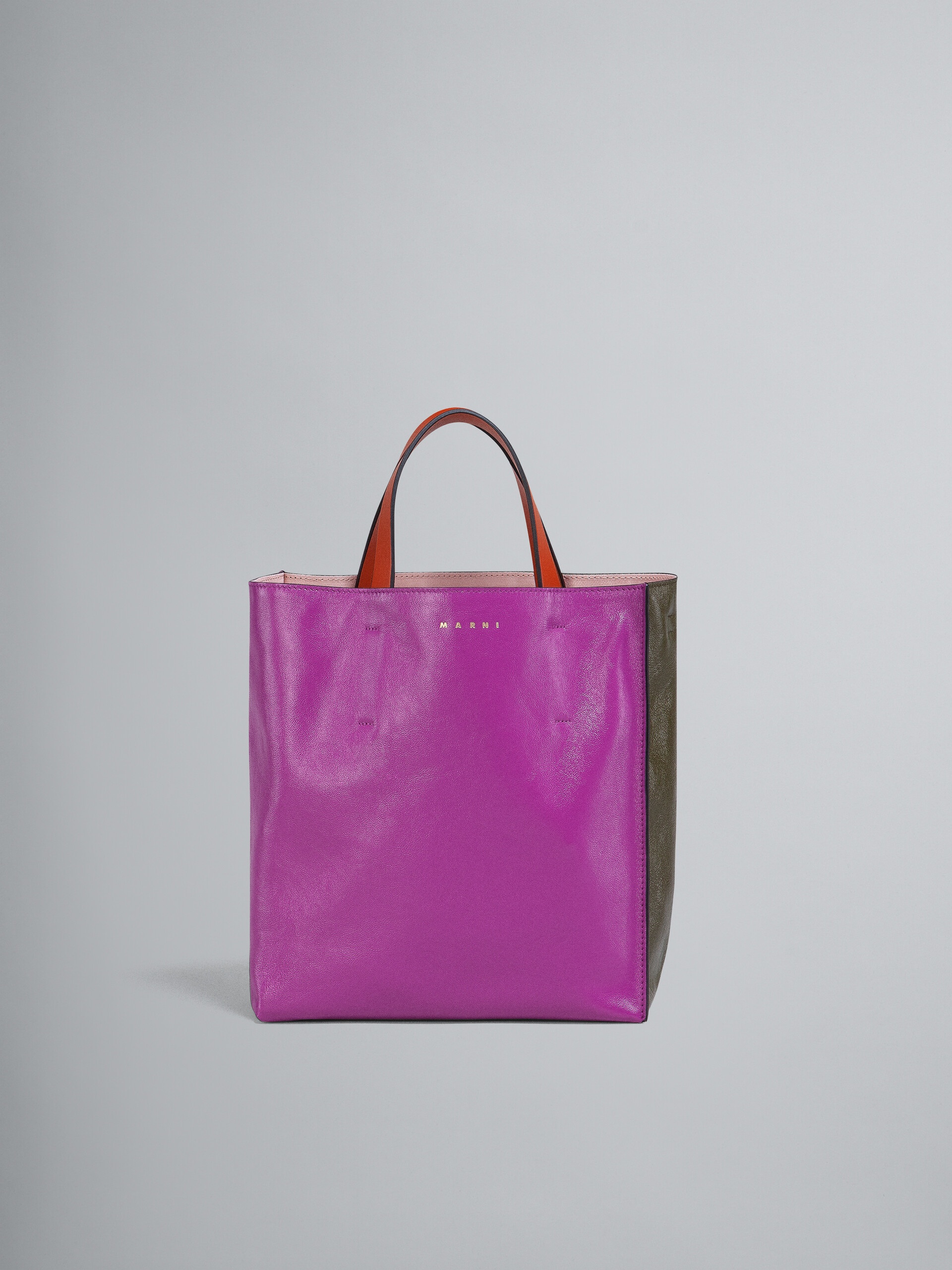 MUSEO SOFT SMALL BAG IN FUCHSIA AND GREEN LEATHER - 1