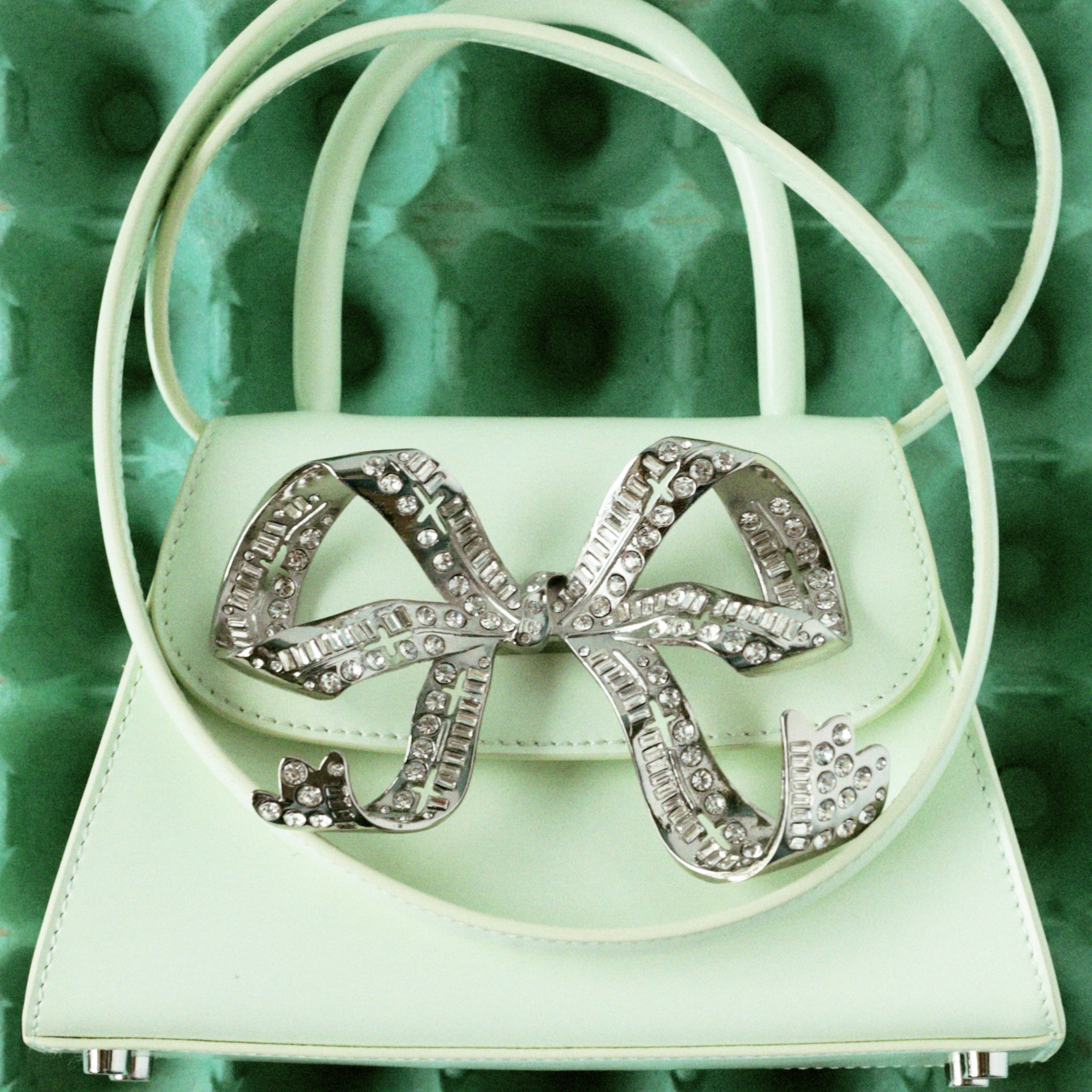 The Bow Mini in Pistachio with Diamanté - 6