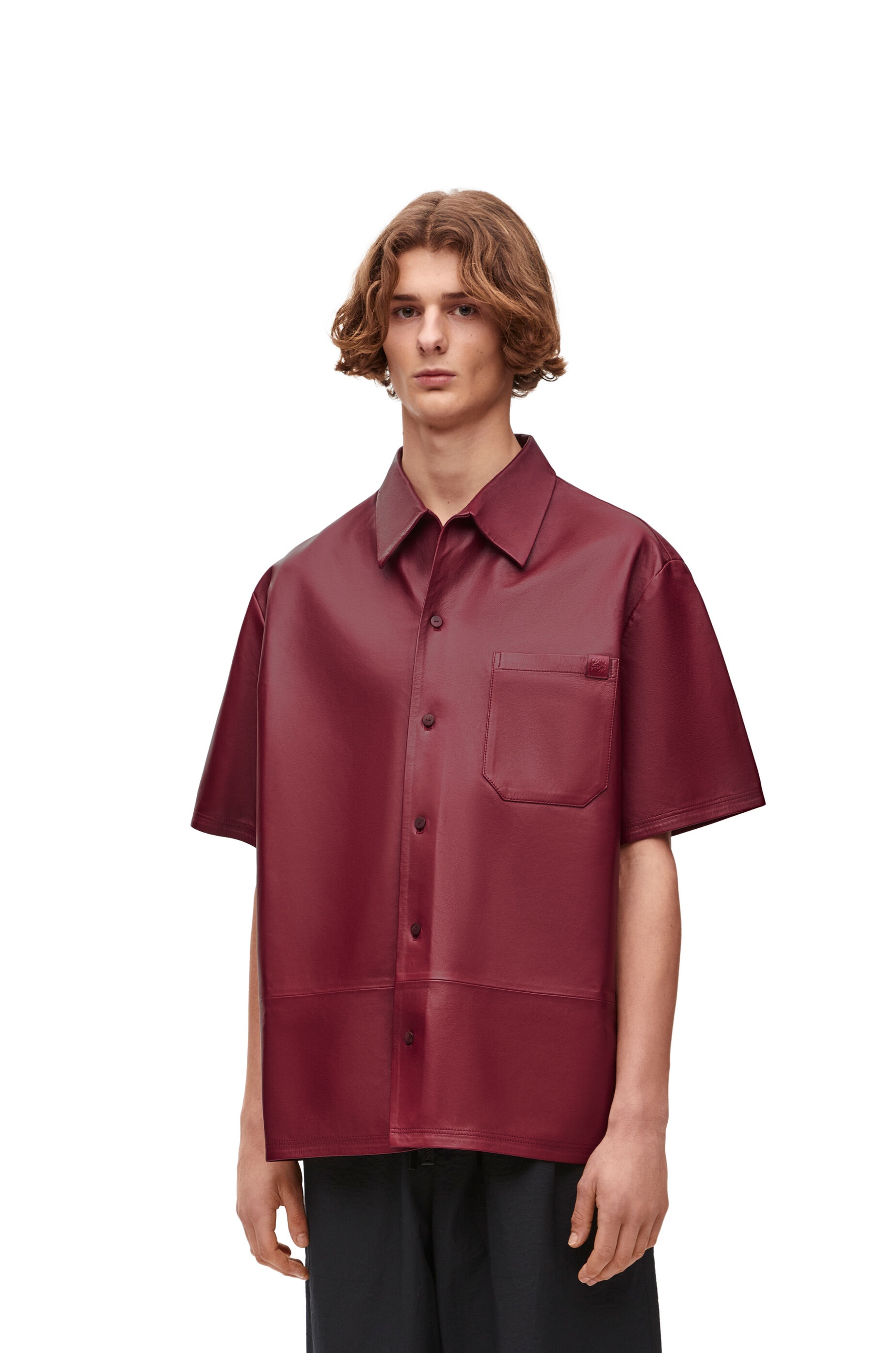 Short sleeve shirt in nappa lambskin - 3