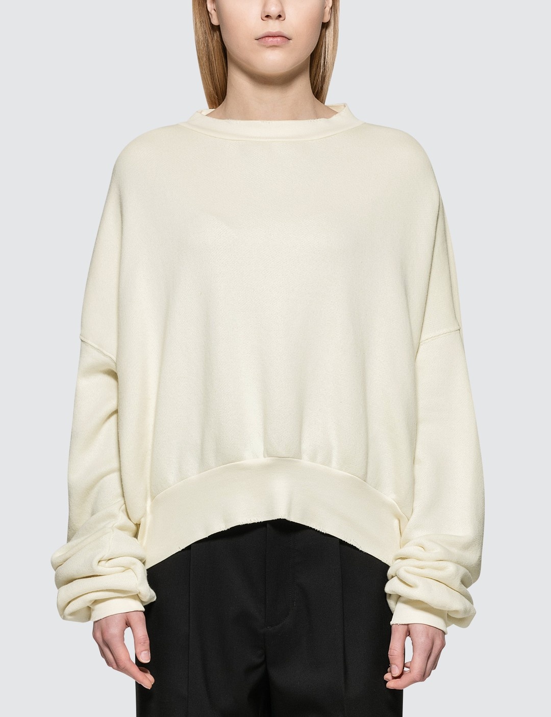 TERRY CREWNECK OPEN BACK SWEATSHIRT - 1