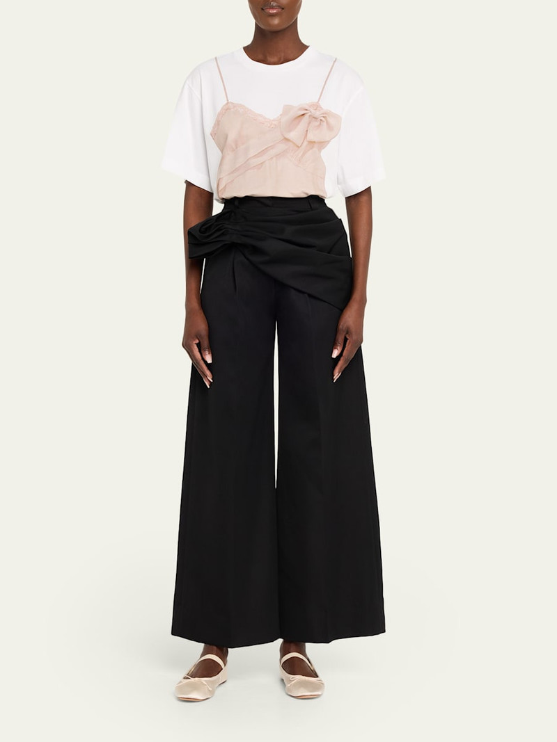 Simone Rocha Trompe L'oeil Bow Slip Dress Print T-Shirt outlook