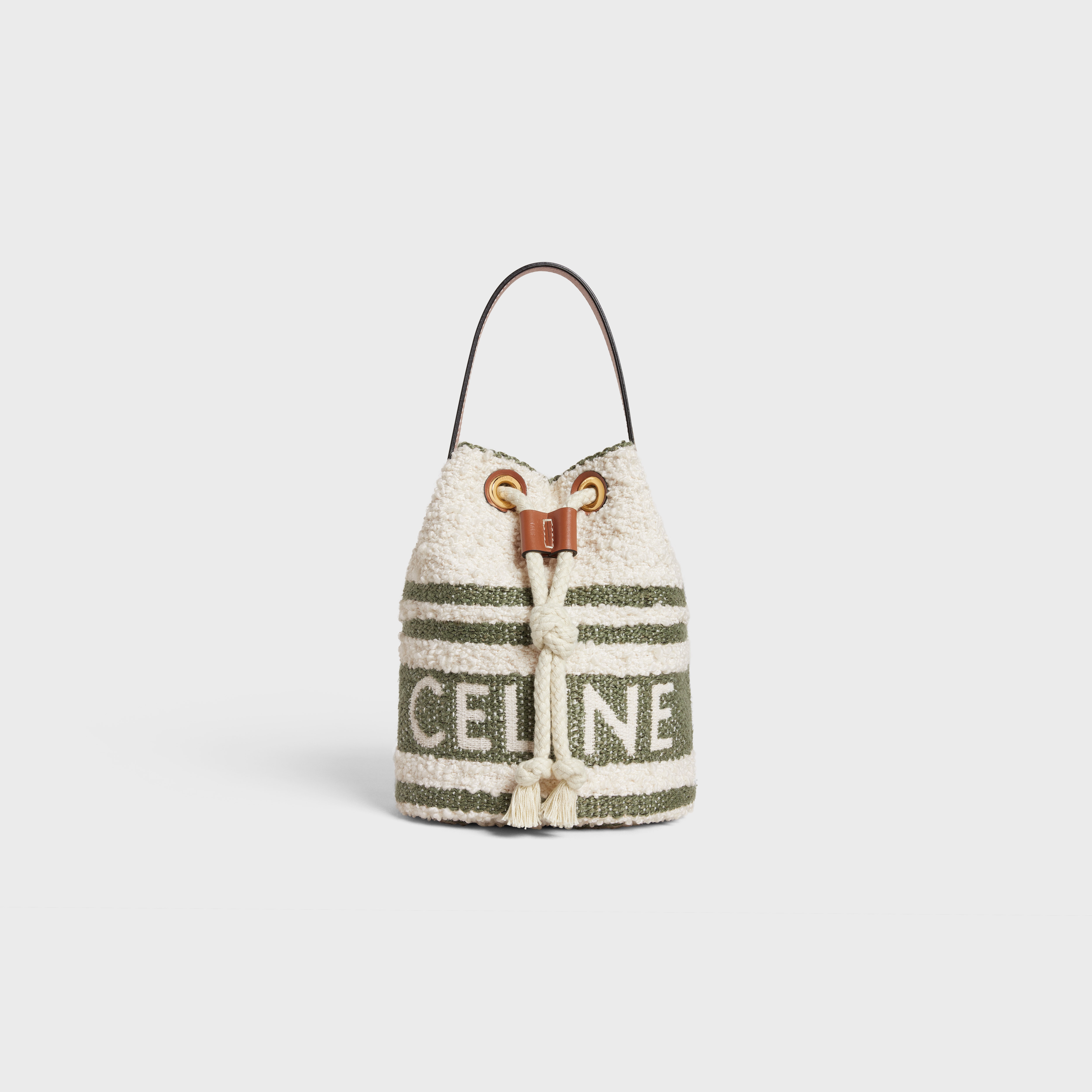 Teen Drawstring in STRIPED TEXTILE WITH CELINE AND CALFSKIN - 1