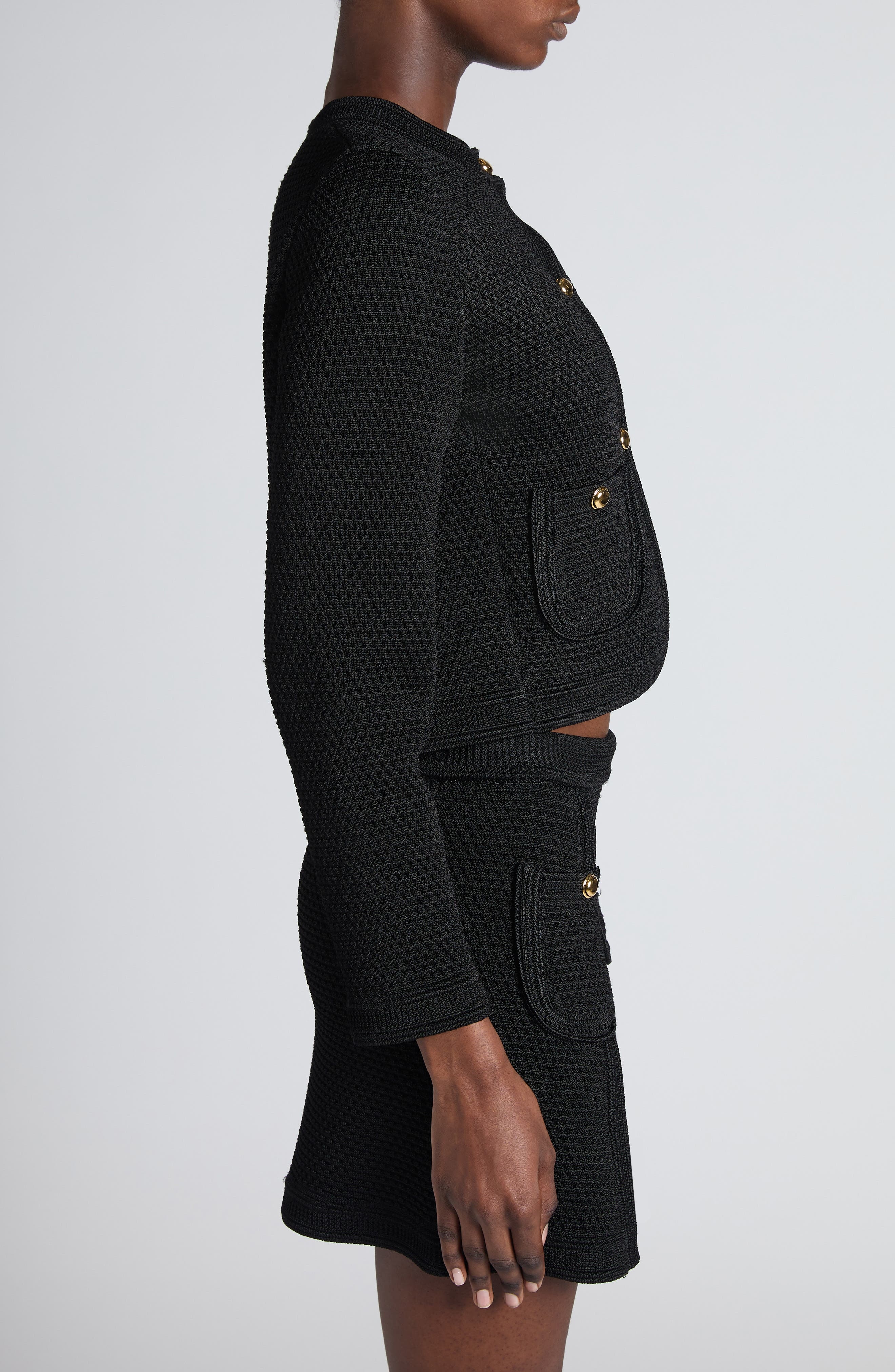 TOM FORD Compact Knit Crop Jacket in Black at Nordstrom - 4