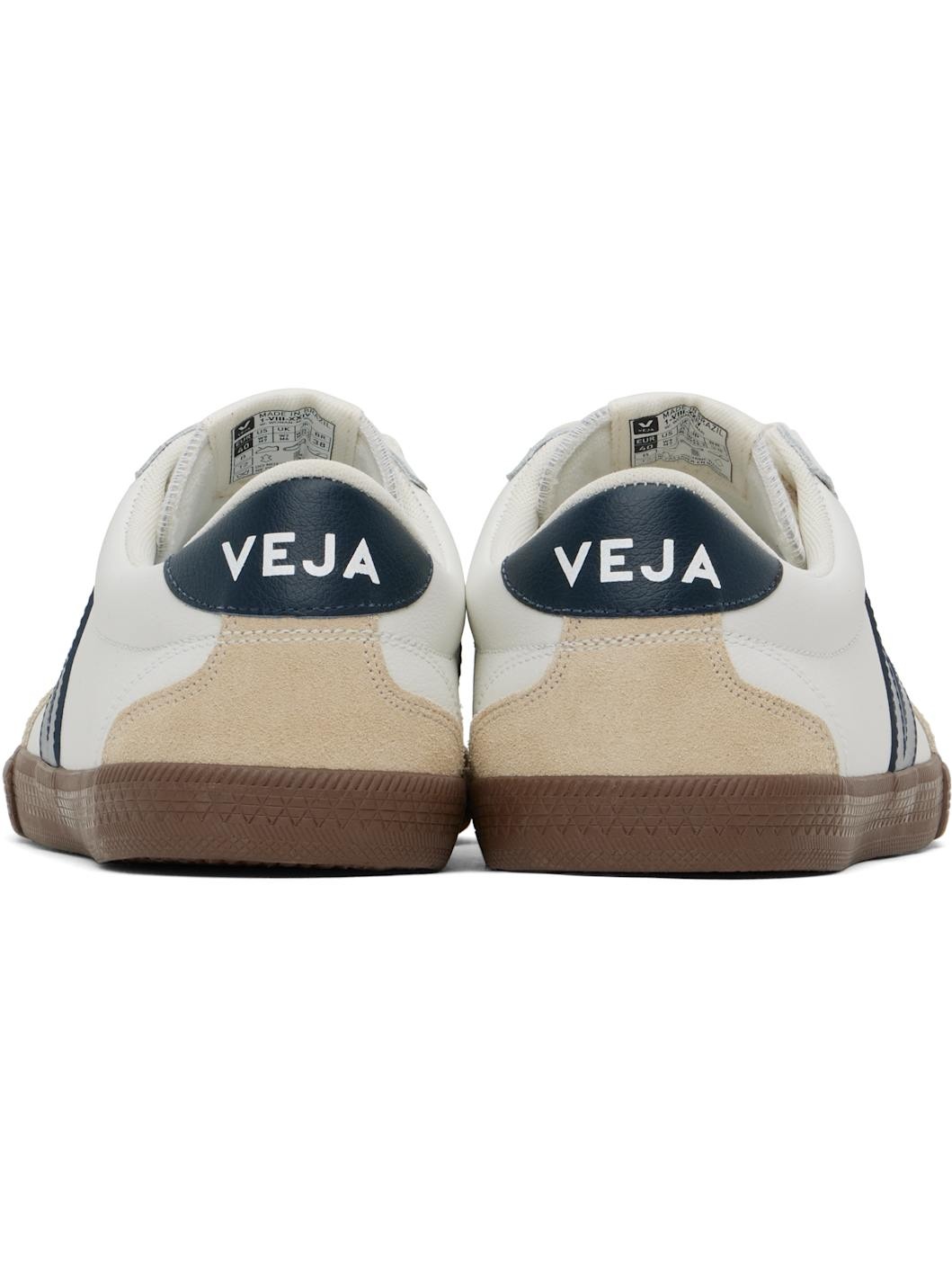 White & Beige Volley Leather Sneakers - 2