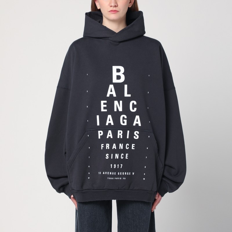 【BALENCIAGA】 Optical Black Oversized Hoodie Balenciaga Optical Black Washed Oversized Hoodie | Balardi
