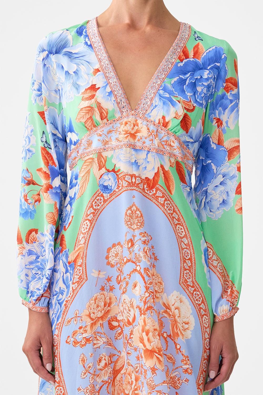 PRINTED LANTERN SLEEVE DRESS - 4