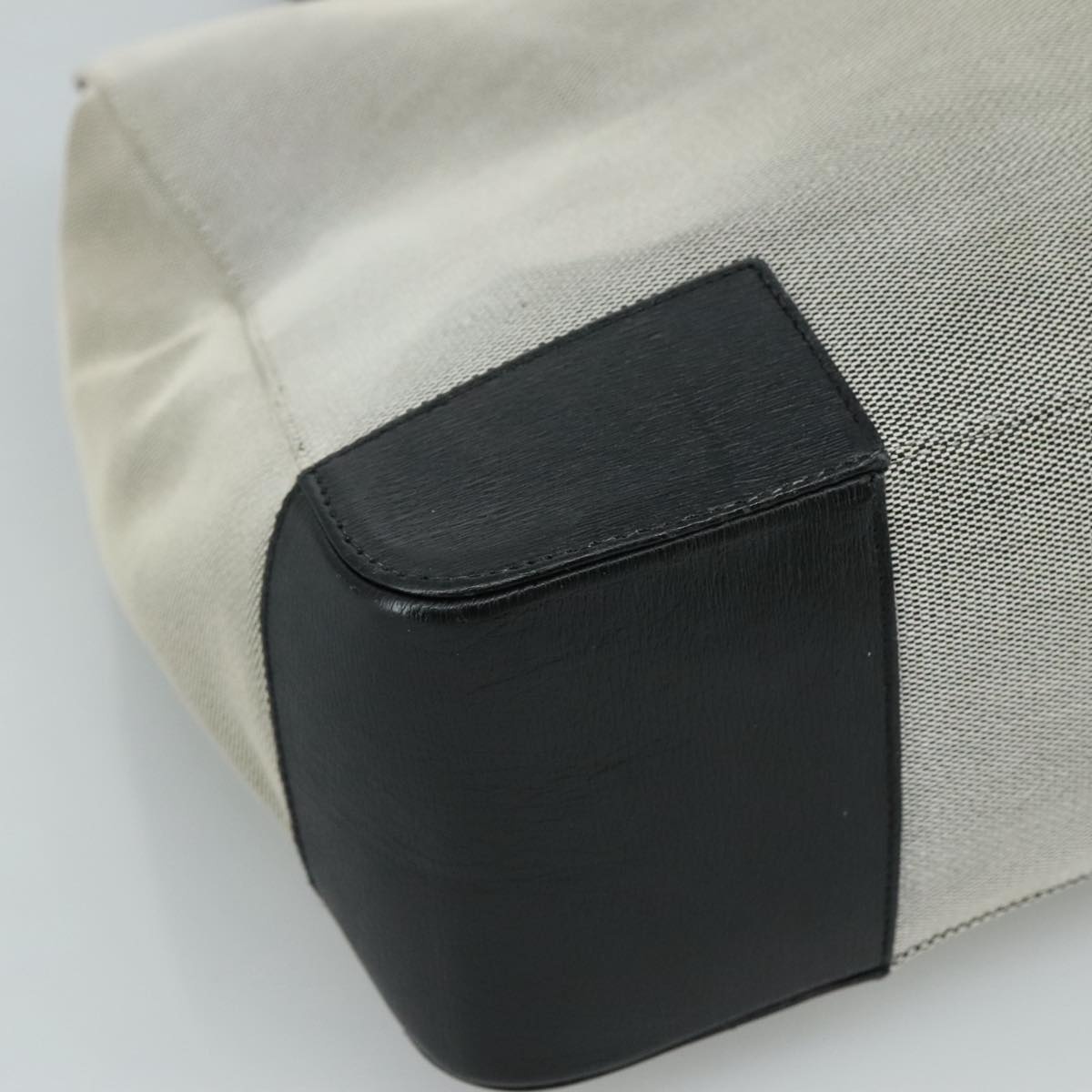 GUCCI Hand Bag Canvas Leather Gray Black Gold - 11