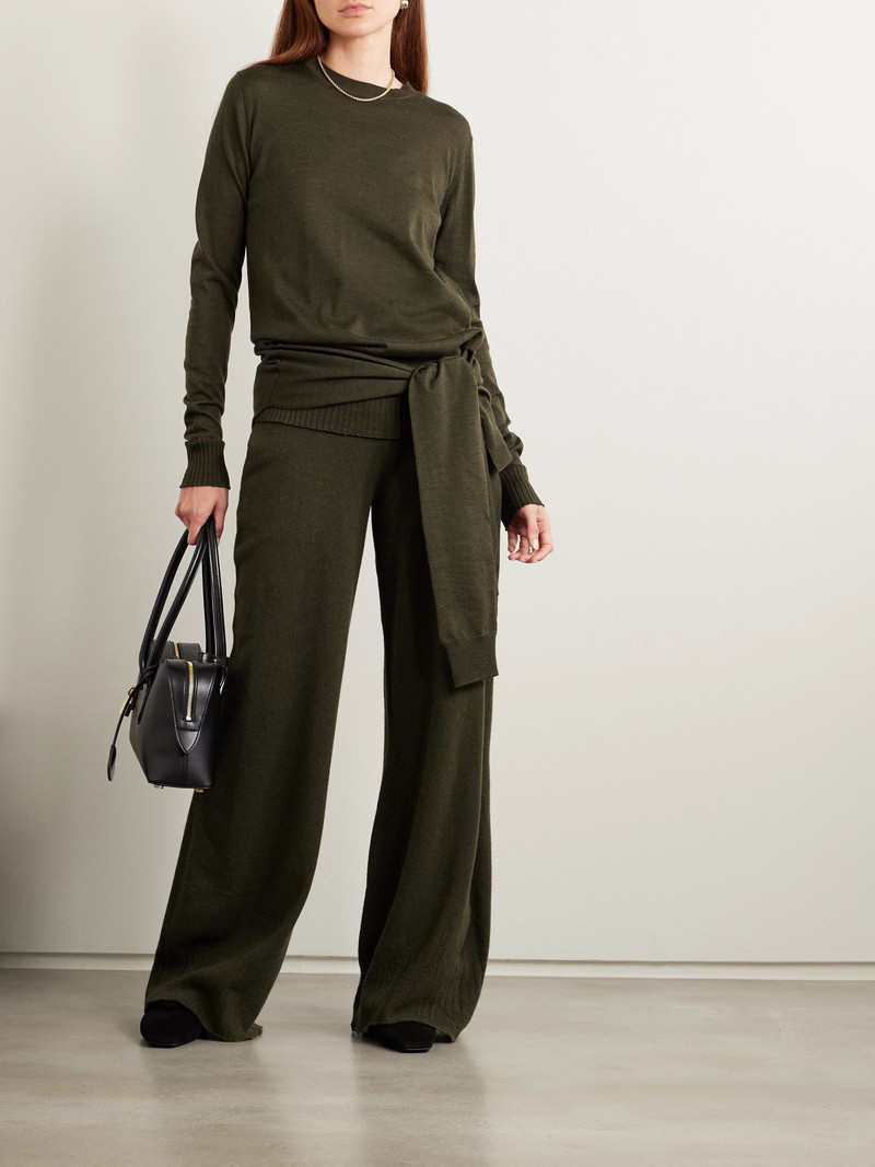 Stella McCartney Wool wide-leg pants Army green outlook