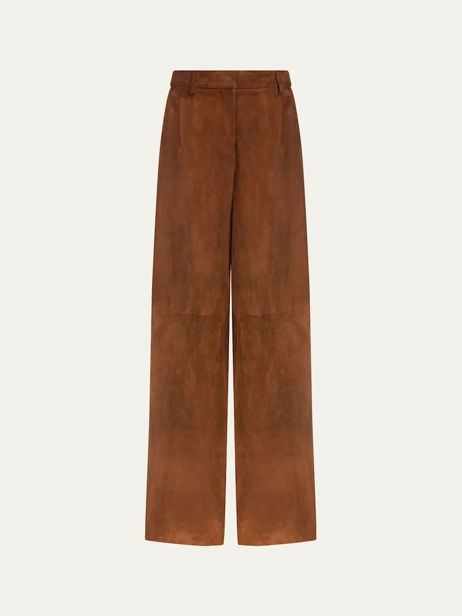 Hudson St Suede Wide-Leg Pants - 1