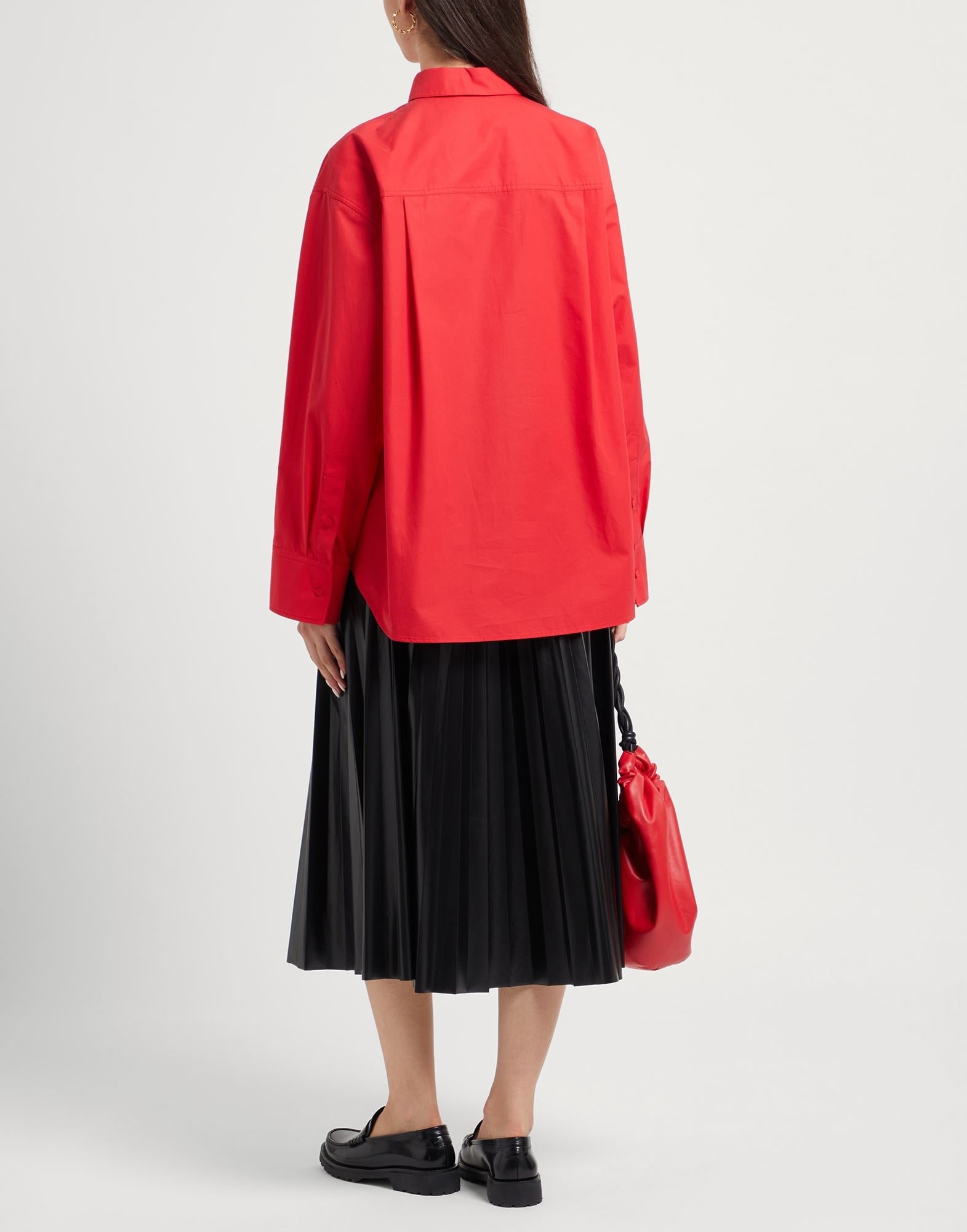 Red Women's Solid Color Shirts & Blouses - 3