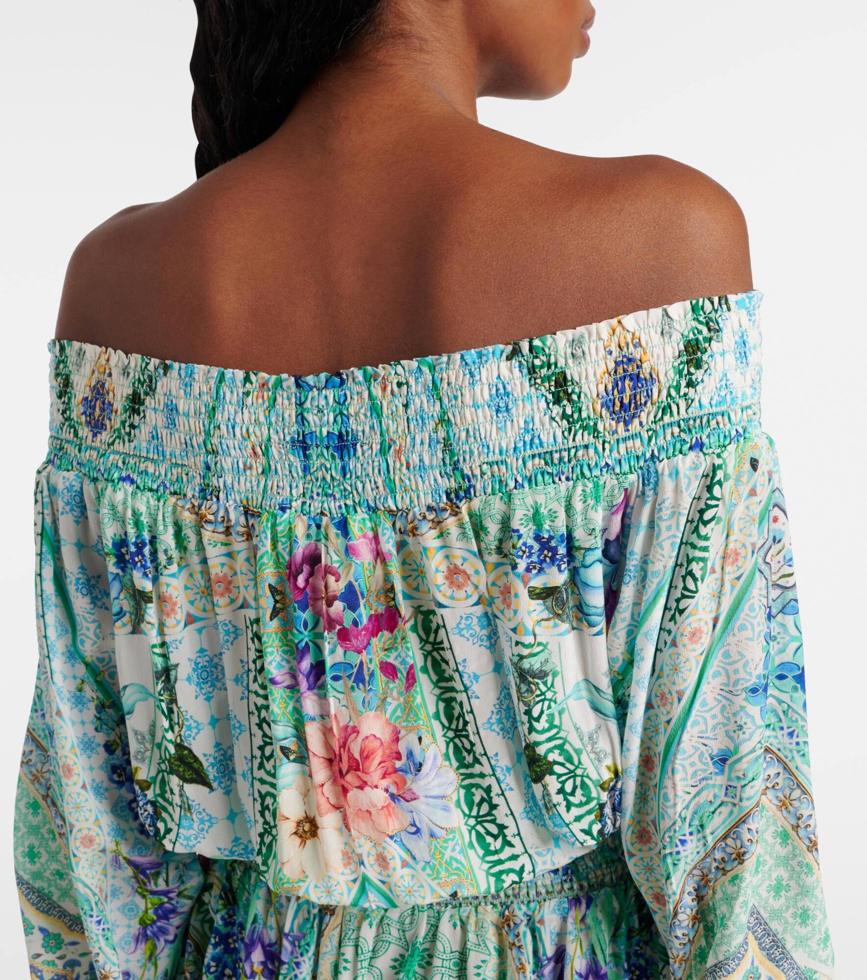 Off-shoulder silk minidress - 6