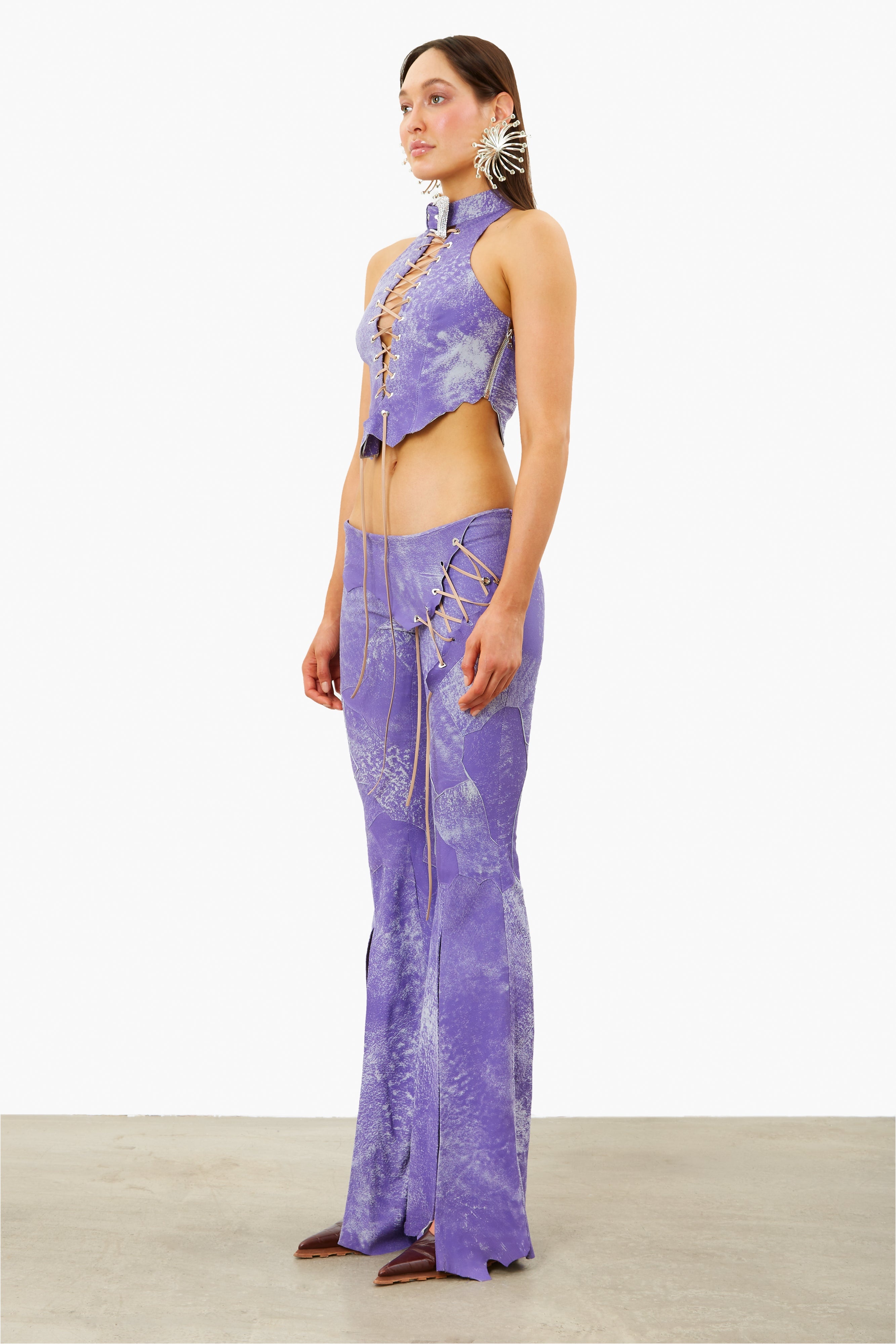 TATJANA LEATHER TROUSERS POISON - 4