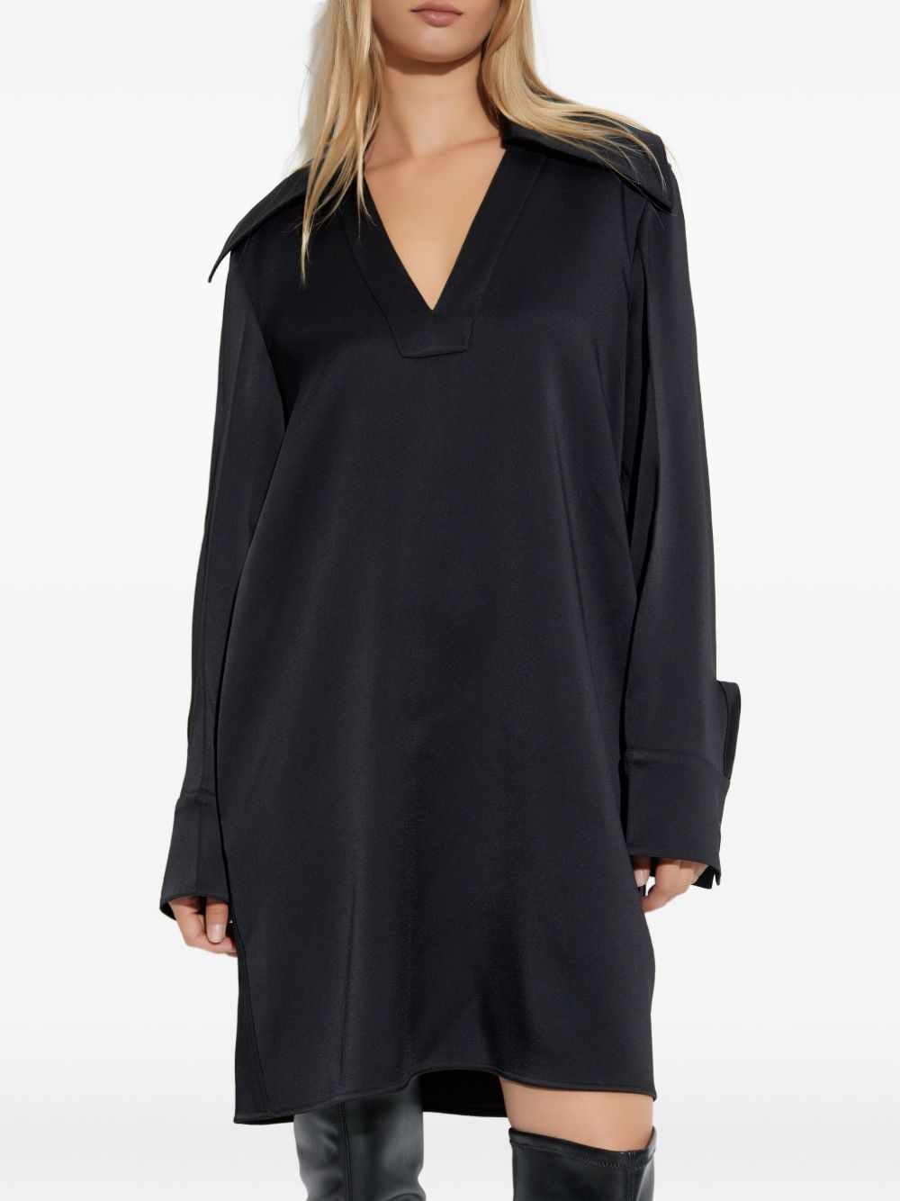 oversized-collar shirt dress - 3
