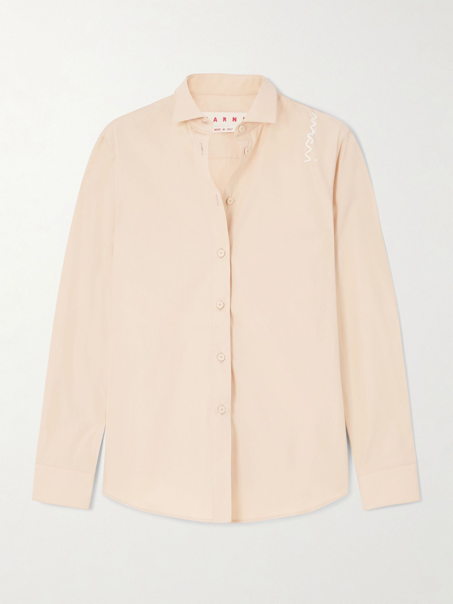 Embroidered organic cotton-poplin shirt Peach - 1
