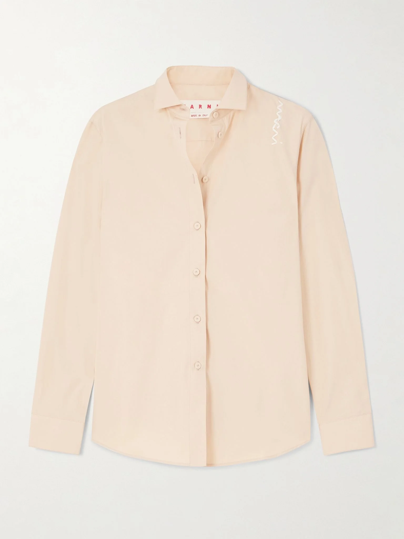 Embroidered organic cotton-poplin shirt Peach - 1