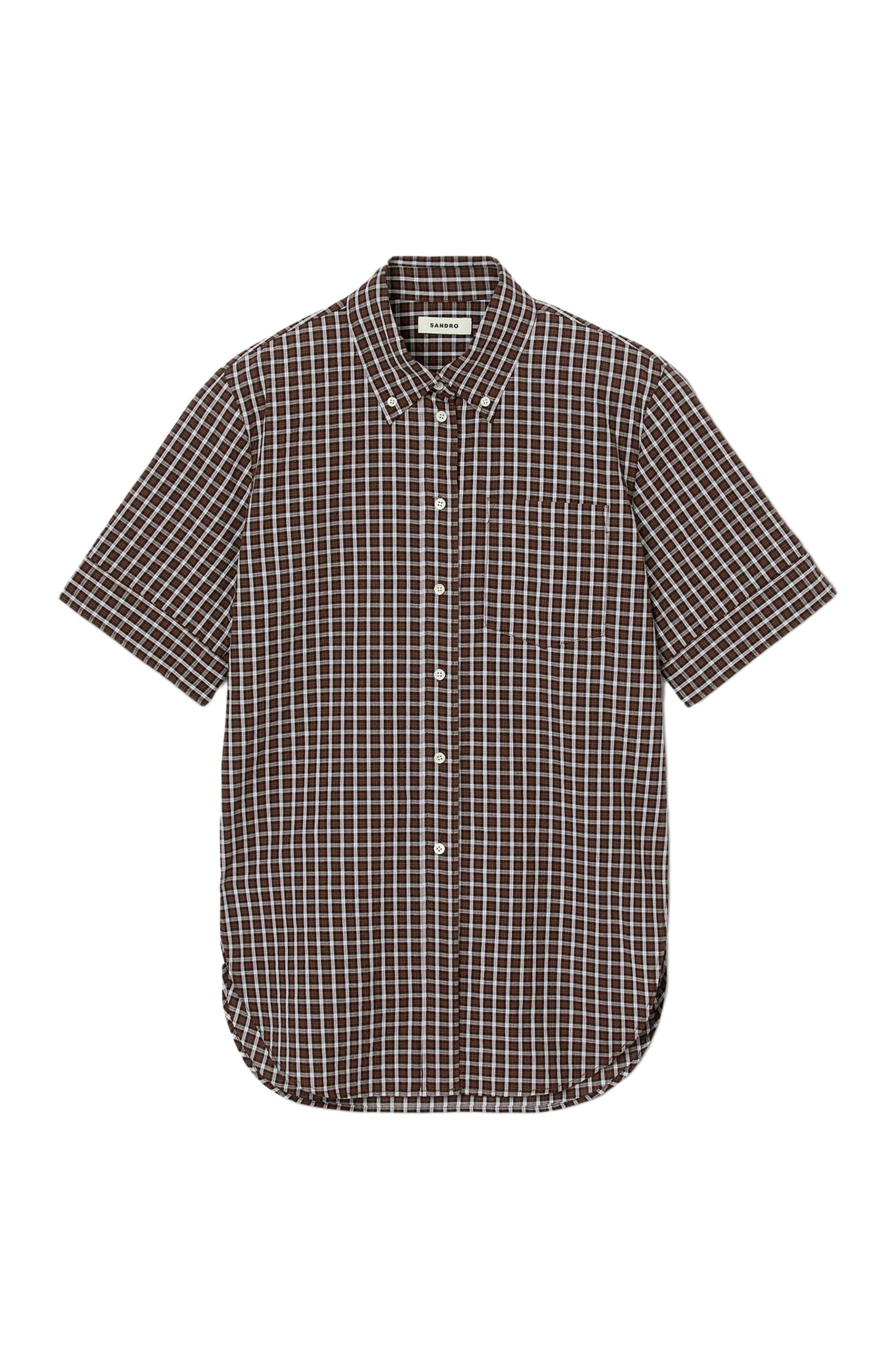 SANDRO Oversized checkered shirt in Brown at Nordstrom - 5