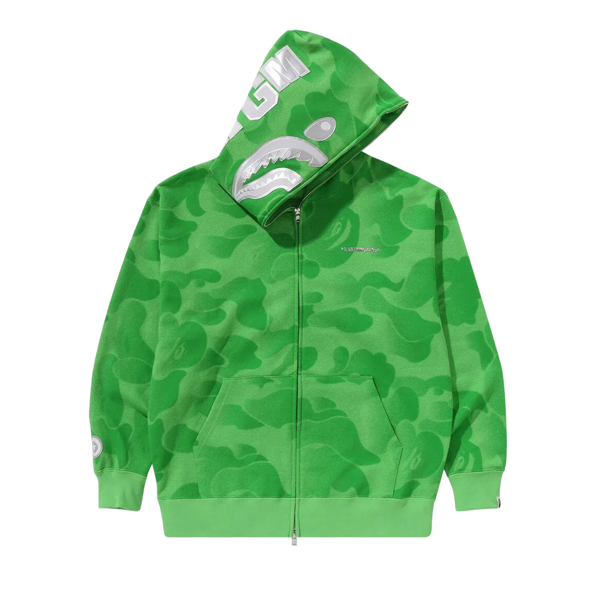 BAPE Ink Camo Shark Zip Hoodie 'Green' - 1