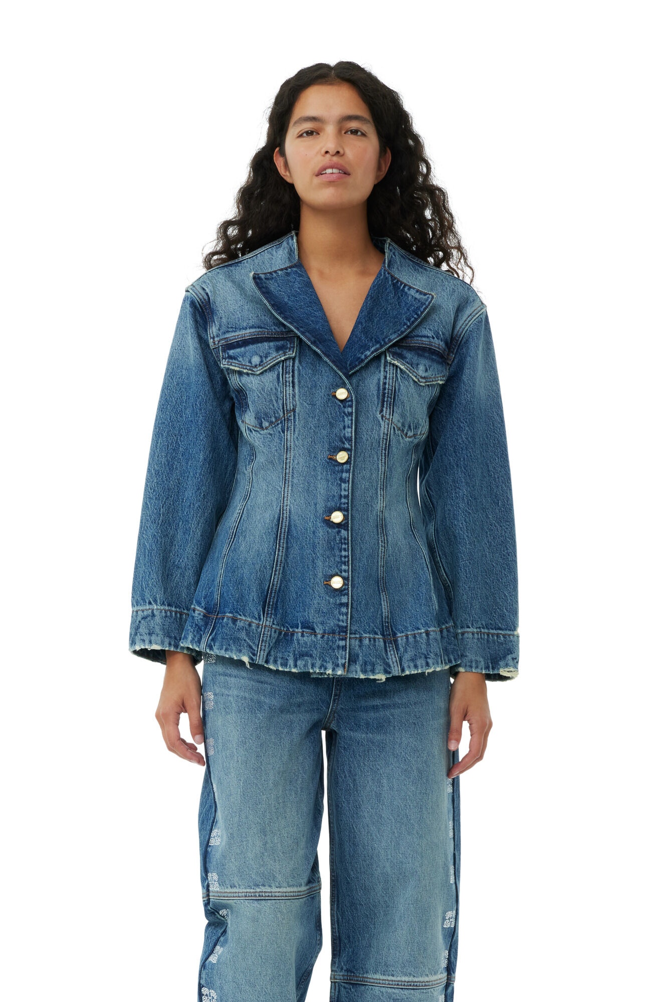SPARKLE LOGO DENIM FITTED BLAZER - 7