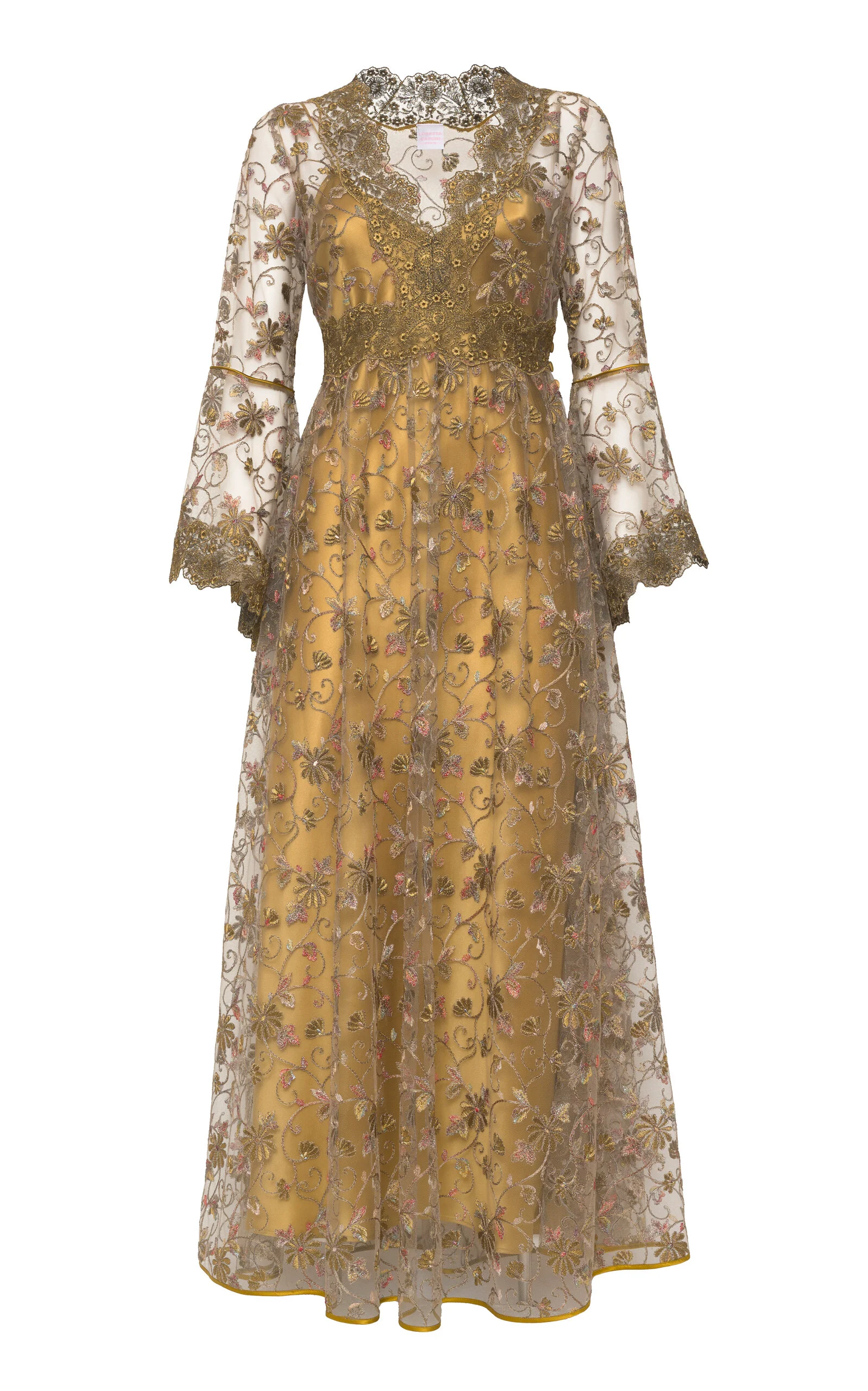 Topazio Lace-Trimmed Midi Dress gold - 1