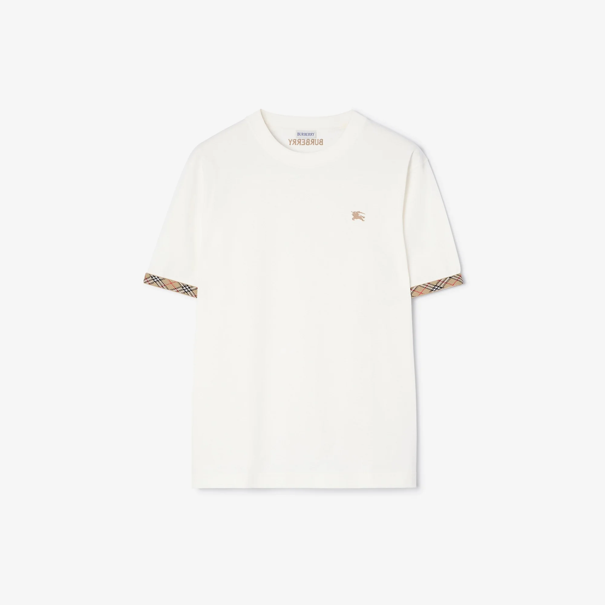 Check Trim Cotton T-shirt - 1