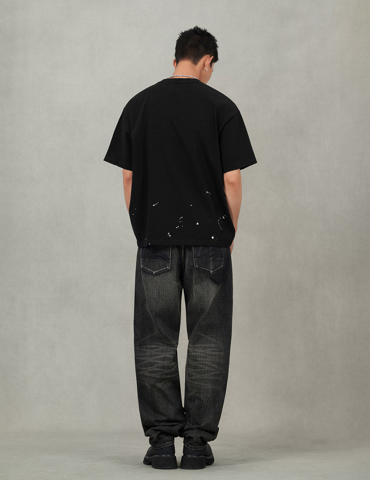 Graffiti-Style Seagull and Logo Print Relax Fit T-Shirt - 6