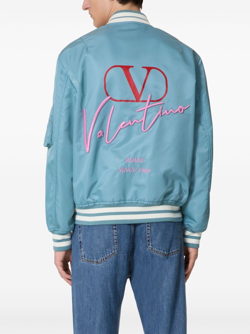 logo-embroidered bomber jacket - 4