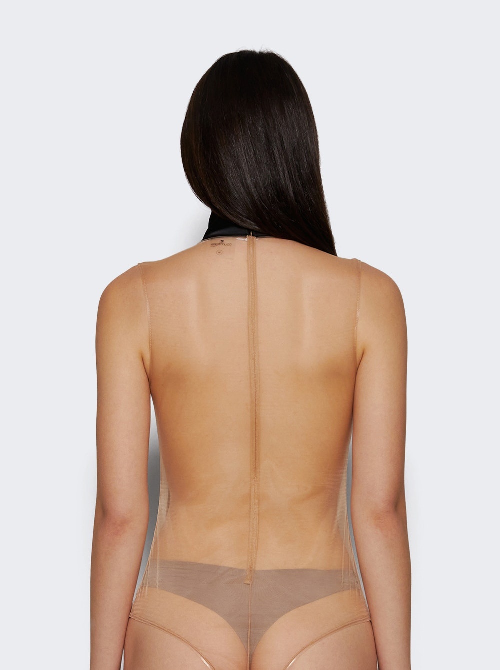 Illusion Mockneck Bodysuit Sand And Black - 4