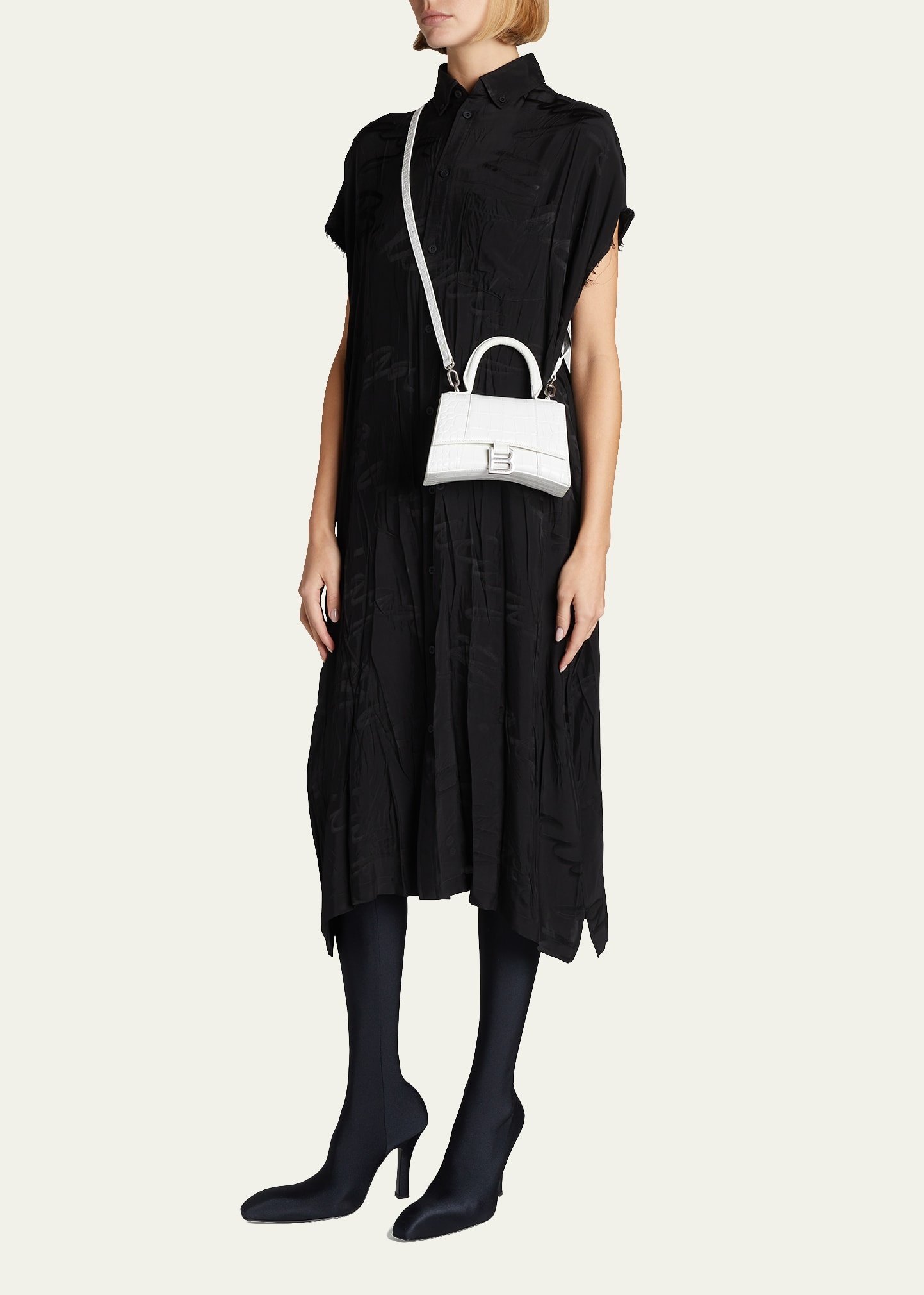Hourglass XS Crocodile-Embossed Top-Handle Bag - 5