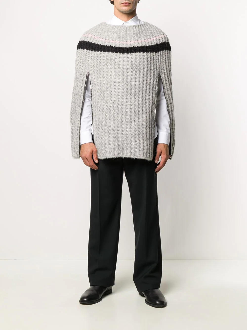 zip-up sleeve knitted jumper - 2