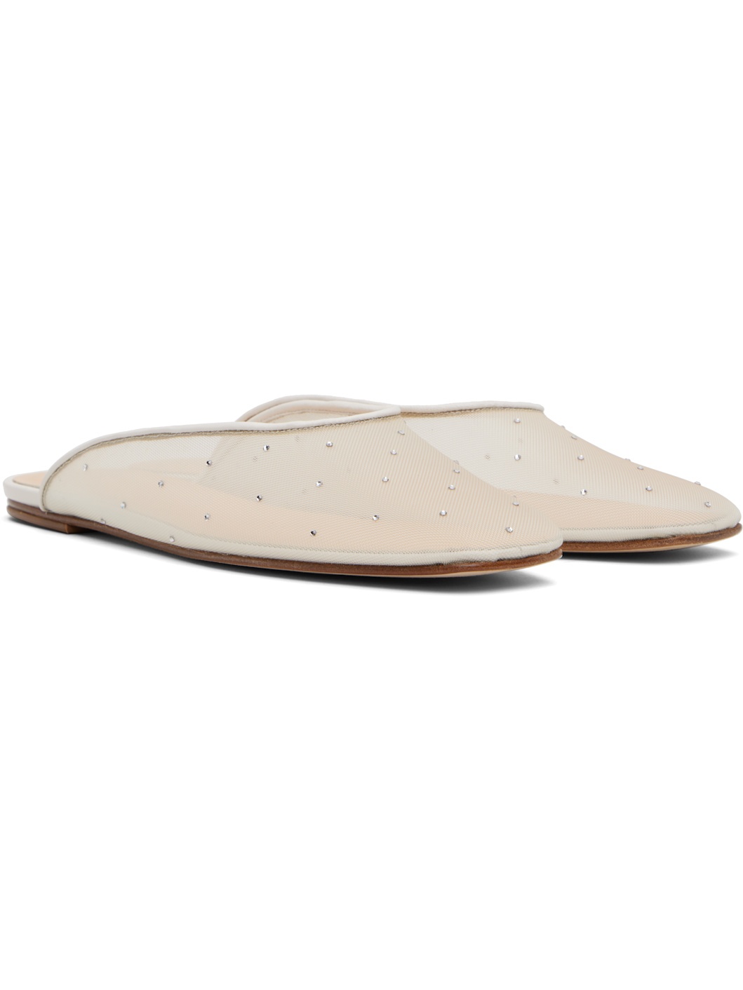 Off-White Crystal Mesh Flat Mules - 4
