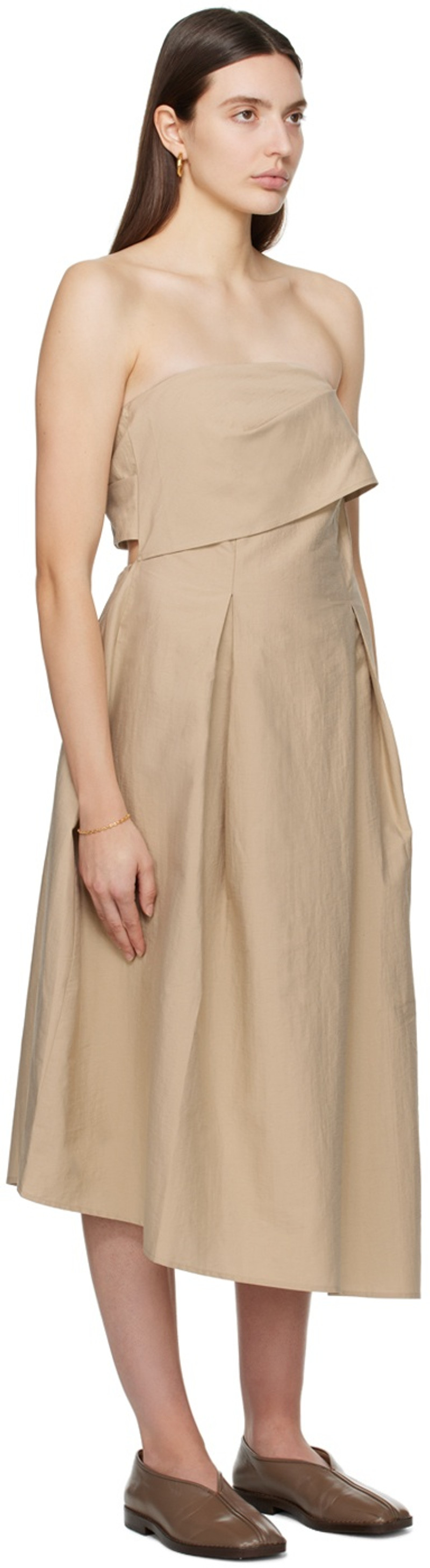 CORDERA Beige Strapless Midi Dress outlook